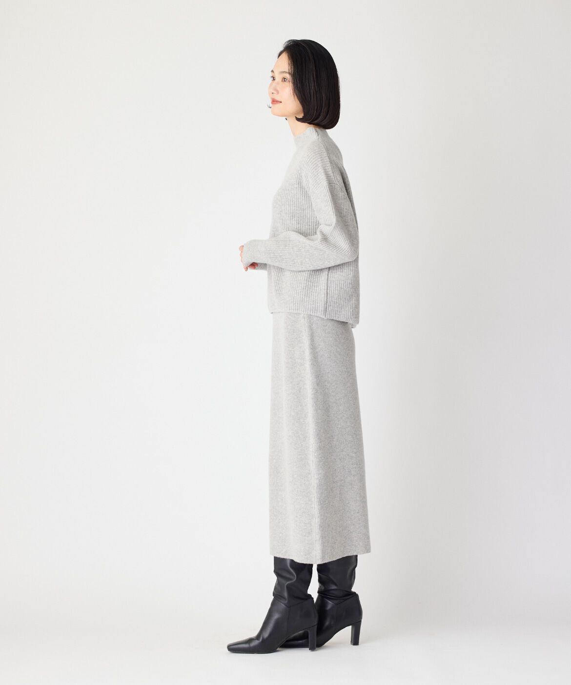 7-IDconcept.「《大きいサイズ》片畦モックネックニット」|ニット・セーター|