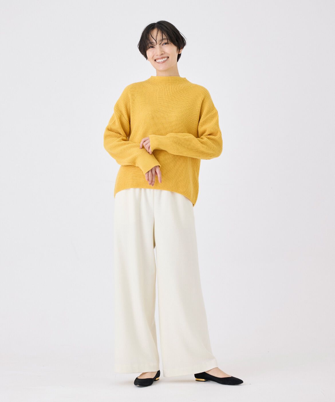 7-IDconcept.「《大きいサイズ》片畦モックネックニット」|ニット・セーター|