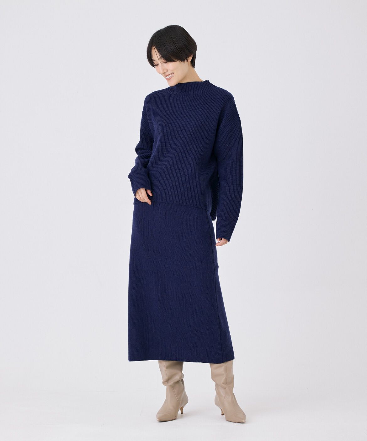 7-IDconcept.「《大きいサイズ》片畦モックネックニット」|ニット・セーター|