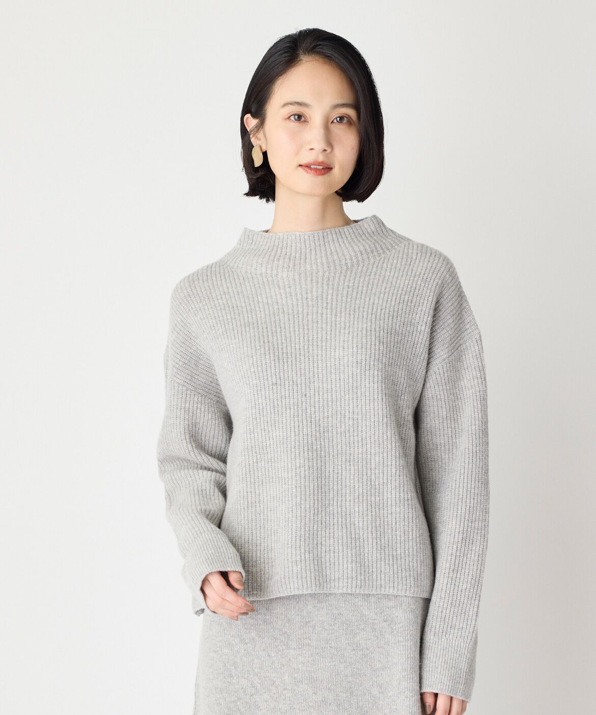7-IDconcept.「《大きいサイズ》片畦モックネックニット」|ニット・セーター|