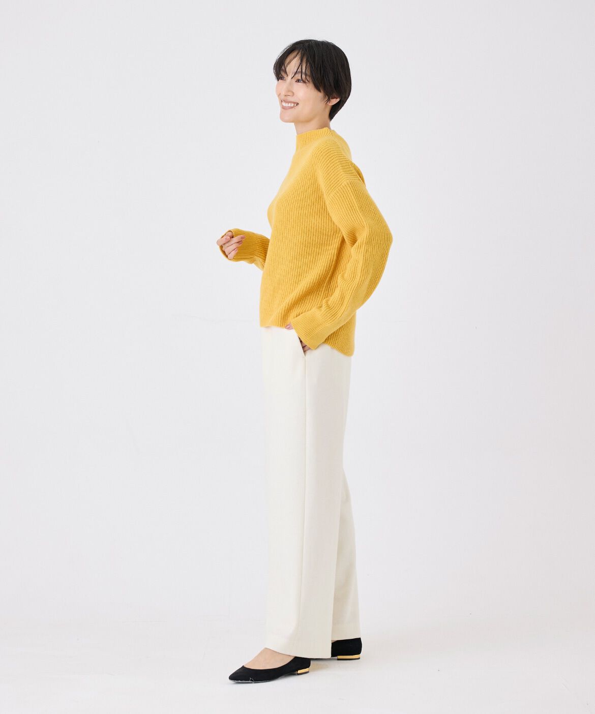 7-IDconcept.「《大きいサイズ》片畦モックネックニット」|ニット・セーター|