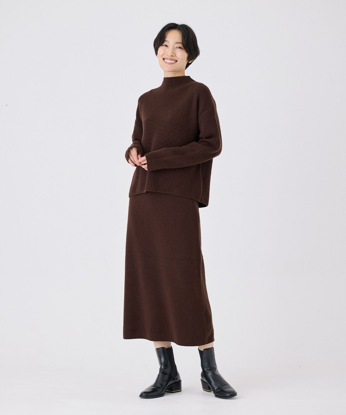 7-IDconcept.「《大きいサイズ》片畦モックネックニット」|ニット・セーター|