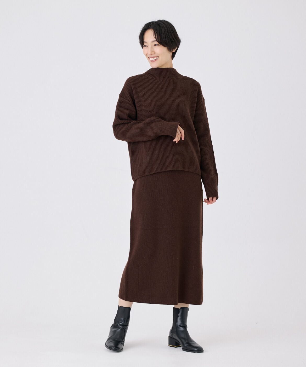 7-IDconcept.「《大きいサイズ》片畦モックネックニット」|ニット・セーター|
