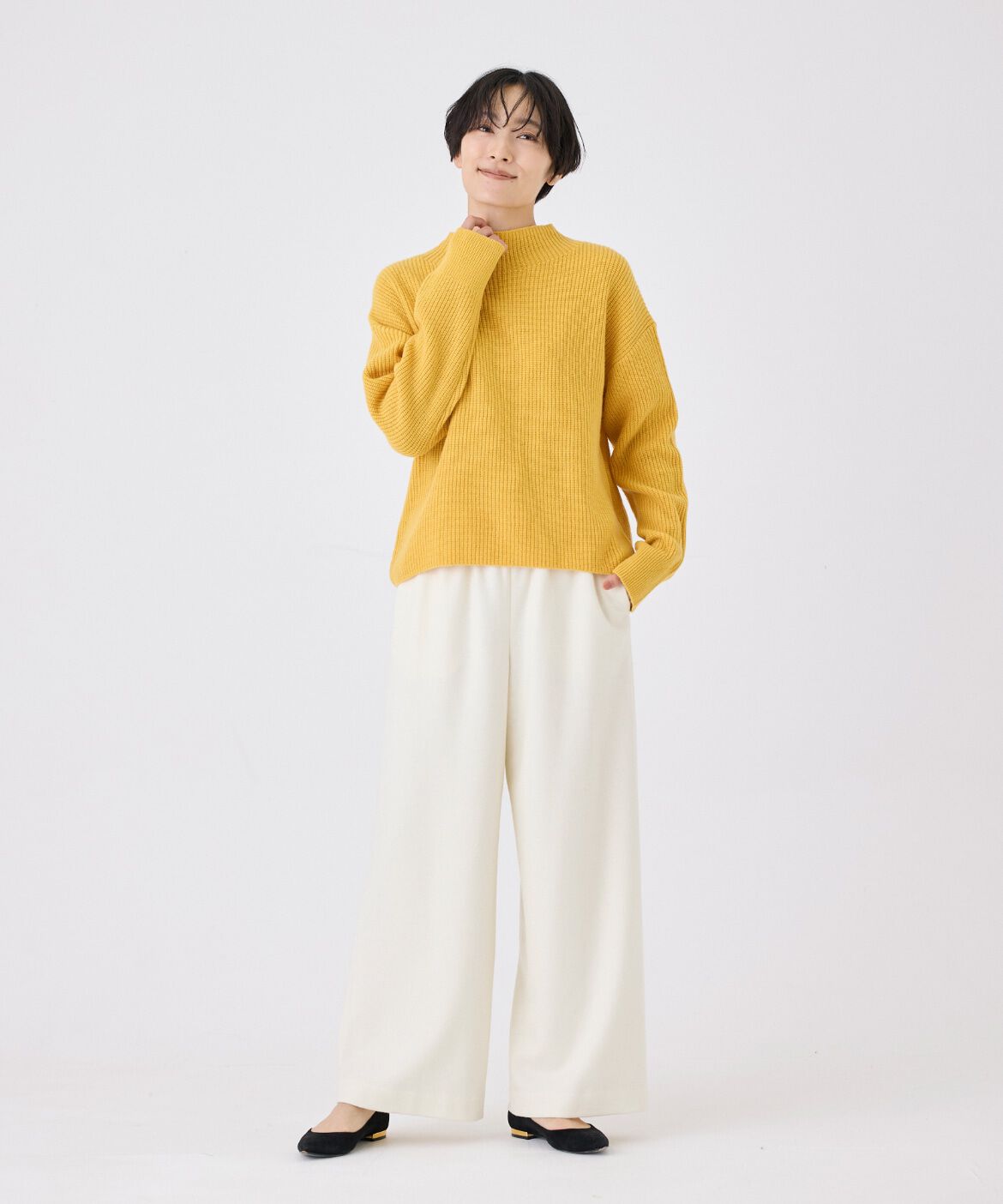 7-IDconcept.「《大きいサイズ》片畦モックネックニット」|ニット・セーター|
