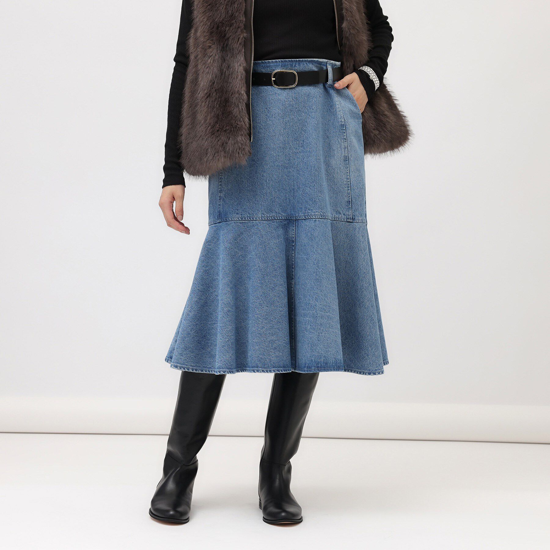 UNTITLED「【セットアップ可能】ヴィンテージデニムマーメイドスカート」|スカート|ブルー(091)