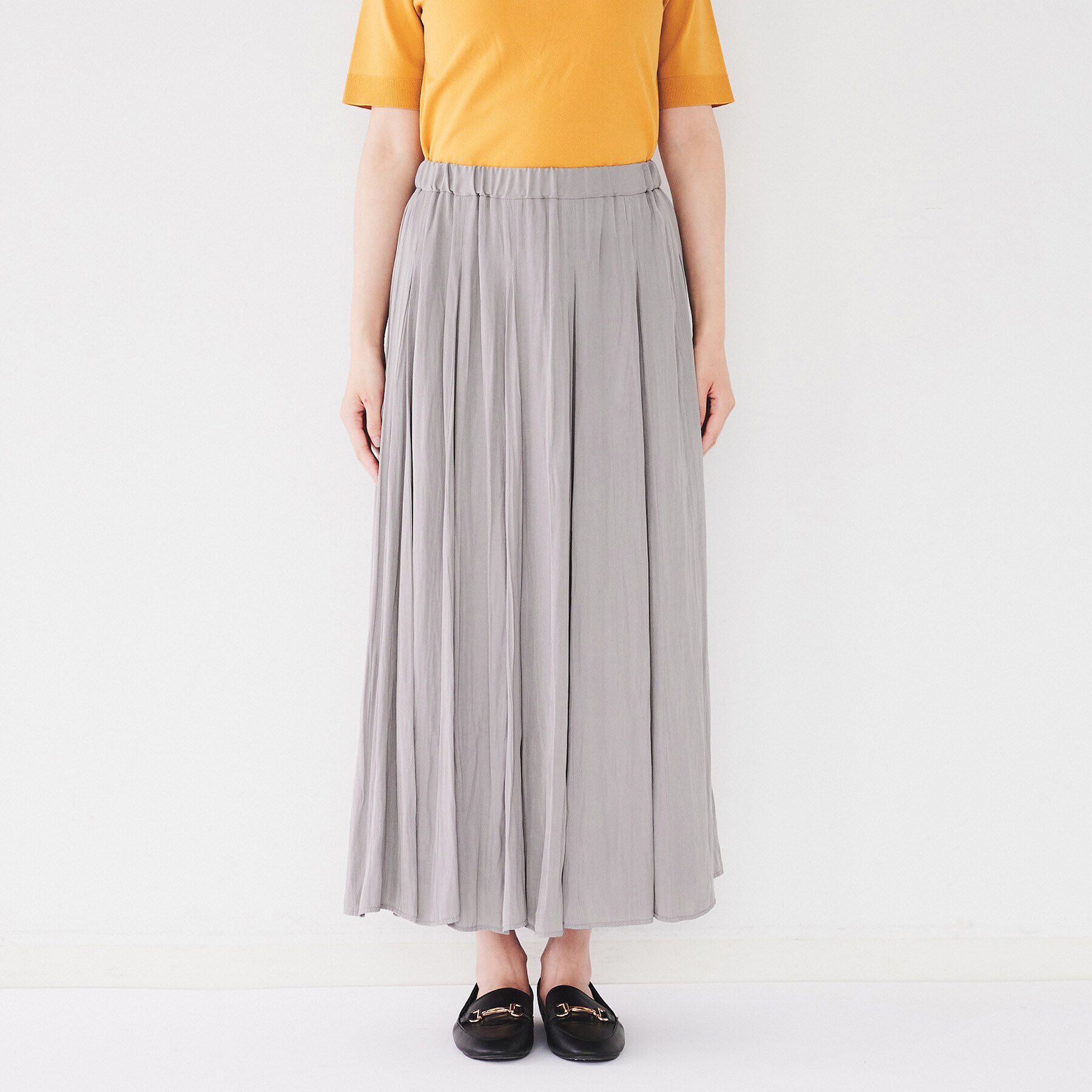 UNTITLED「【ウエストゴム/洗える】パウダークロス ロングスカート」|スカート|