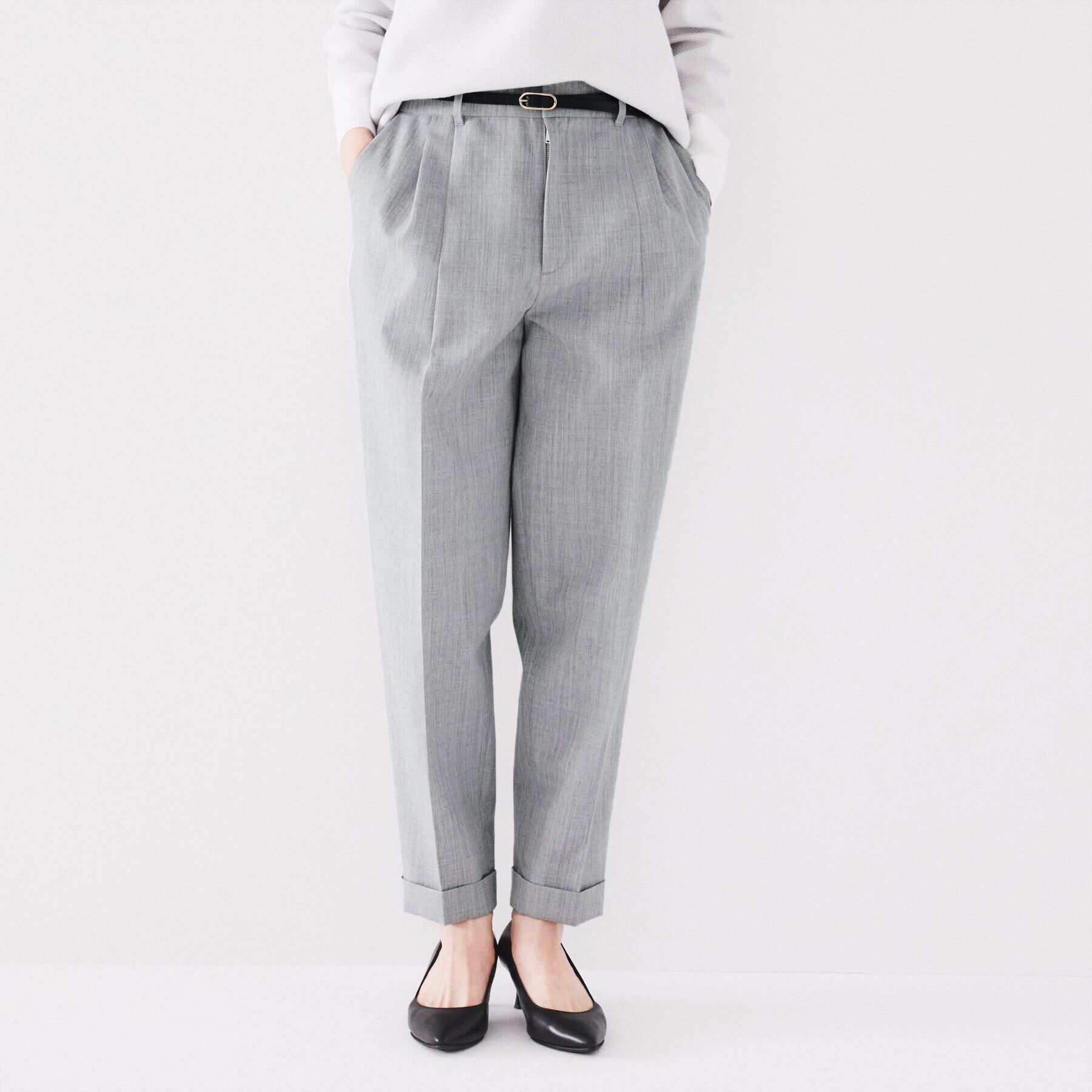 UNTITLED「【腰周りゆったり/ハイウエスト】ウールツイルパンツ」|その他|