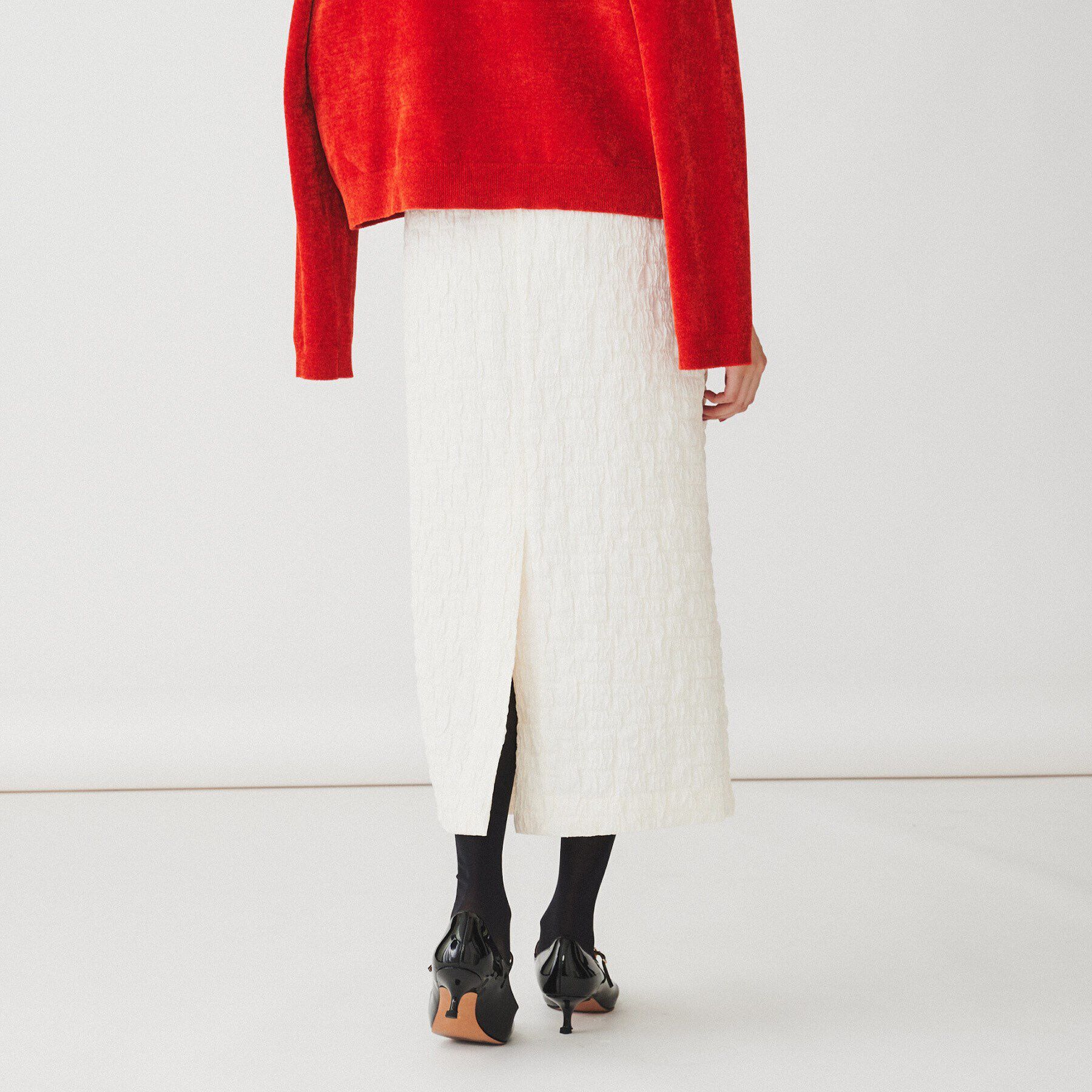 UNTITLED「【後ろウエストゴム/日本製/洗える】ブロック柄ジャカードナロースカート」|スカート|