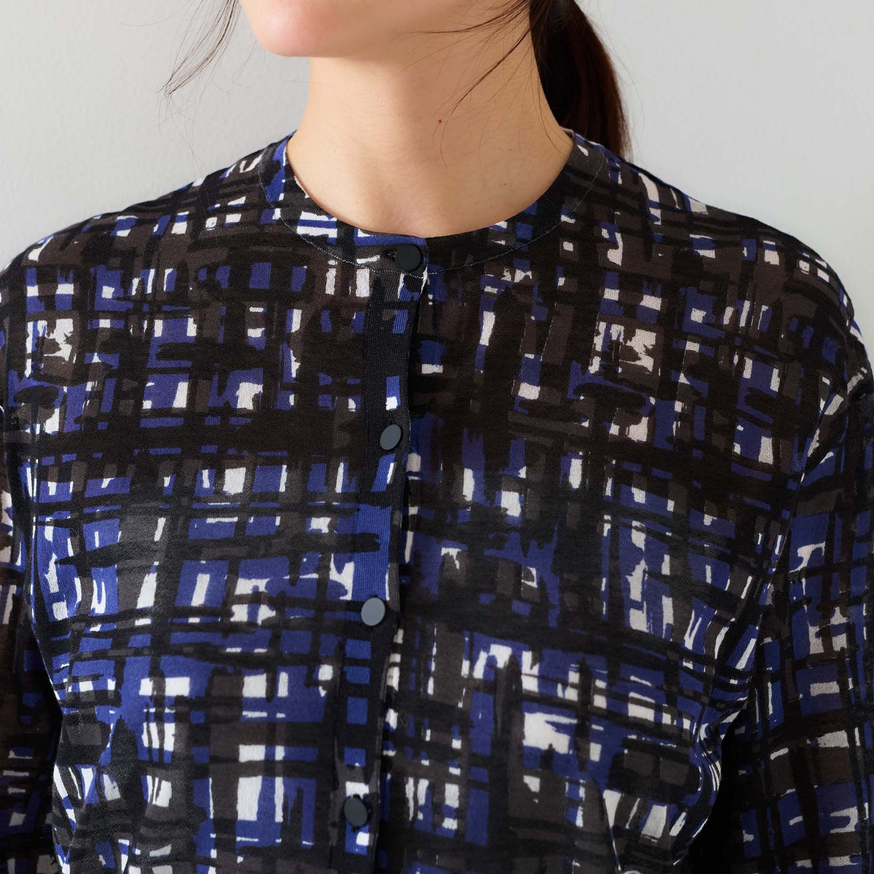 UNTITLED「【セットアップ可能/アンサンブル可能/シアー】チェックプリント カーディガンニット」|カーディガン|