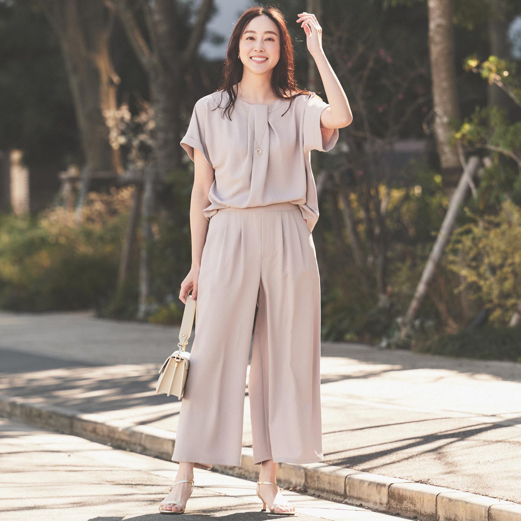 UNTITLED「【セットアップ可/接触冷感/イージーケア】リラクミスト タックワイドパンツ」|その他|