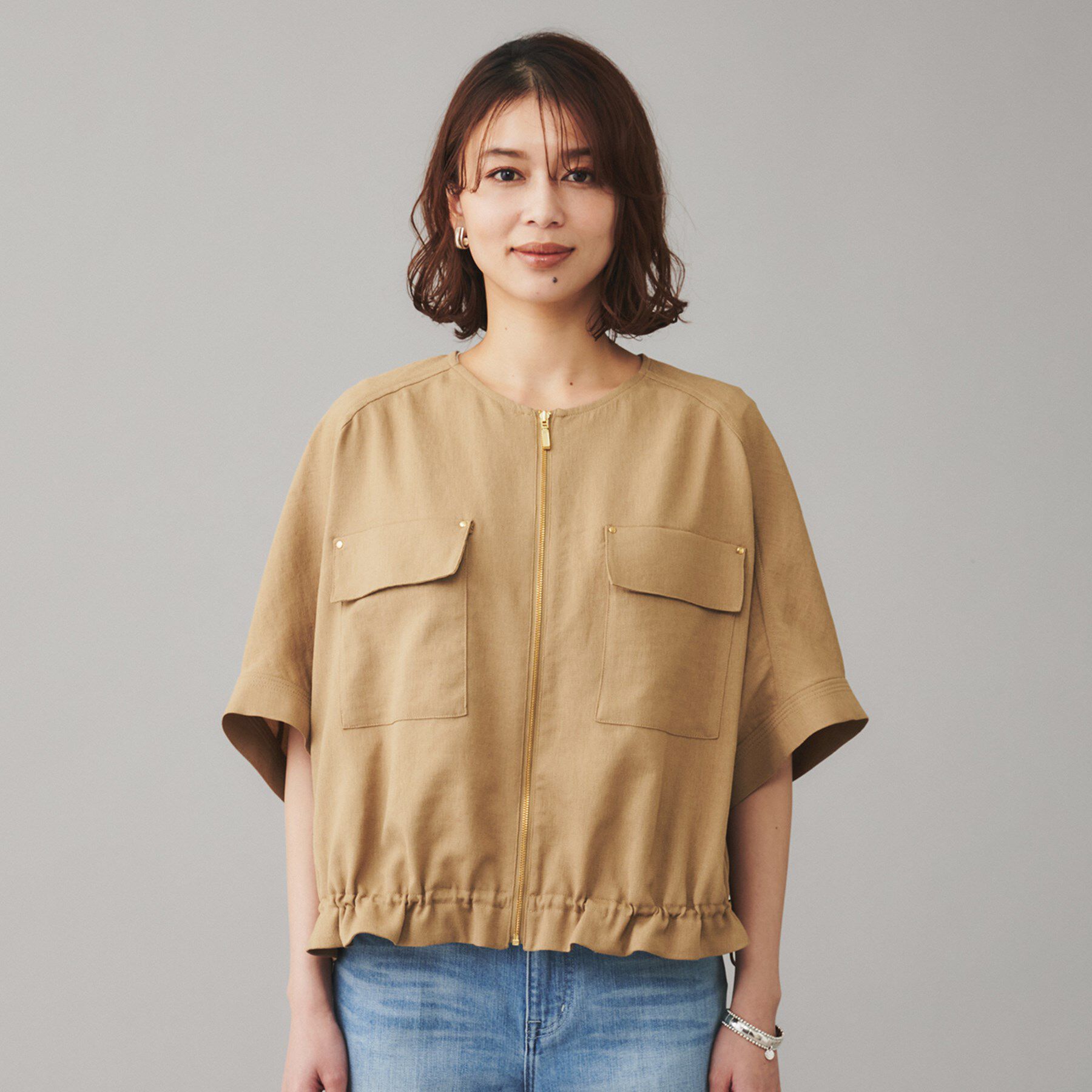 UNTITLED「【SEADRAKE】ノーカラー半袖ブルゾン」|ブルゾン・スタジャン|