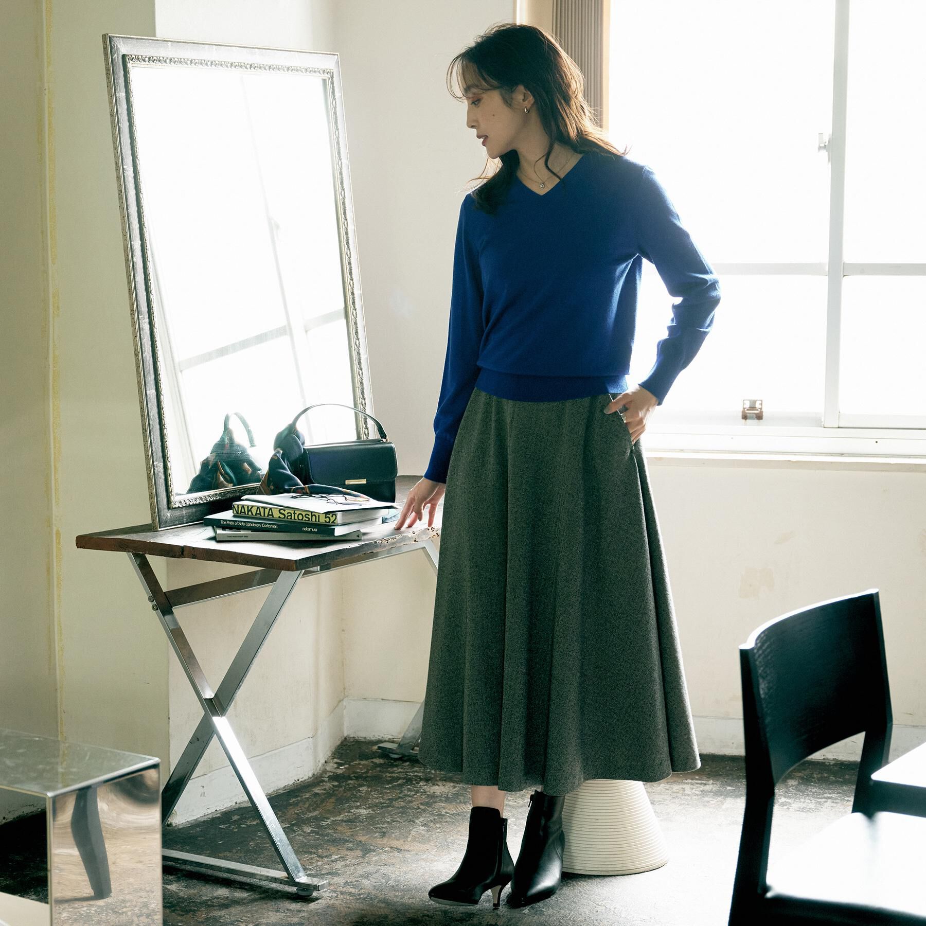 UNTITLED「【洗える/ウール100%】Vネックウールニット」|ニット・セーター|