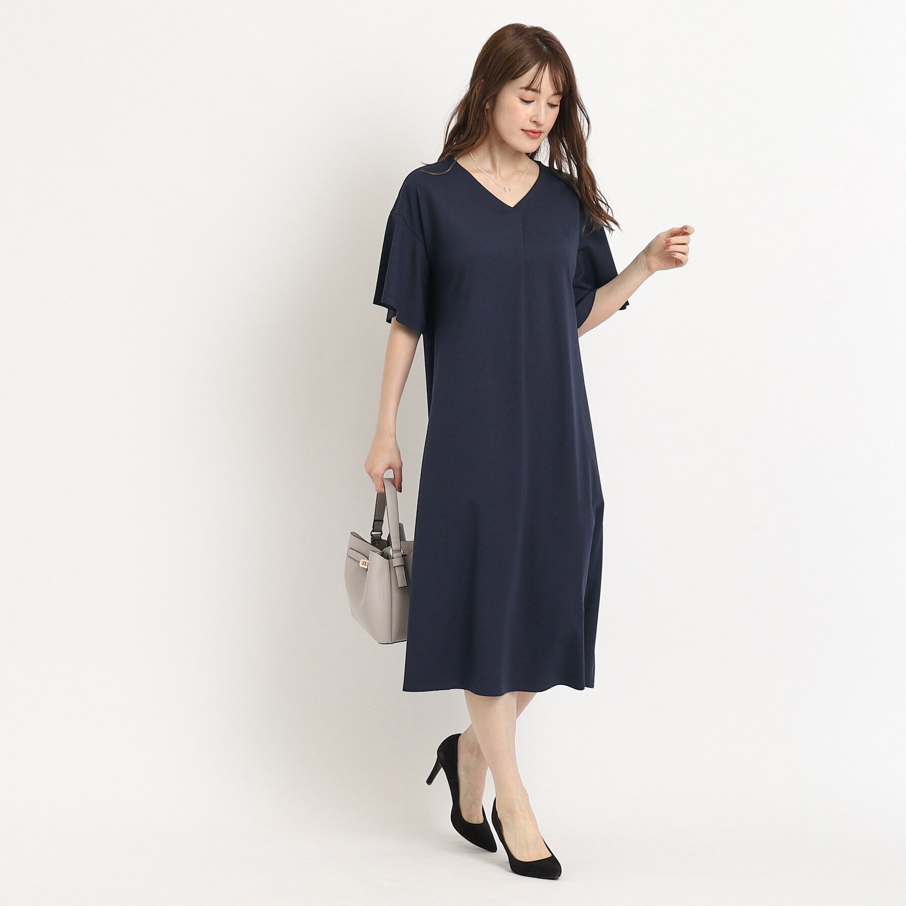 COUP DE CHANCE「【洗える／裏地無し／ジャージ素材】セミフレアーワンピース」|ワンピース|