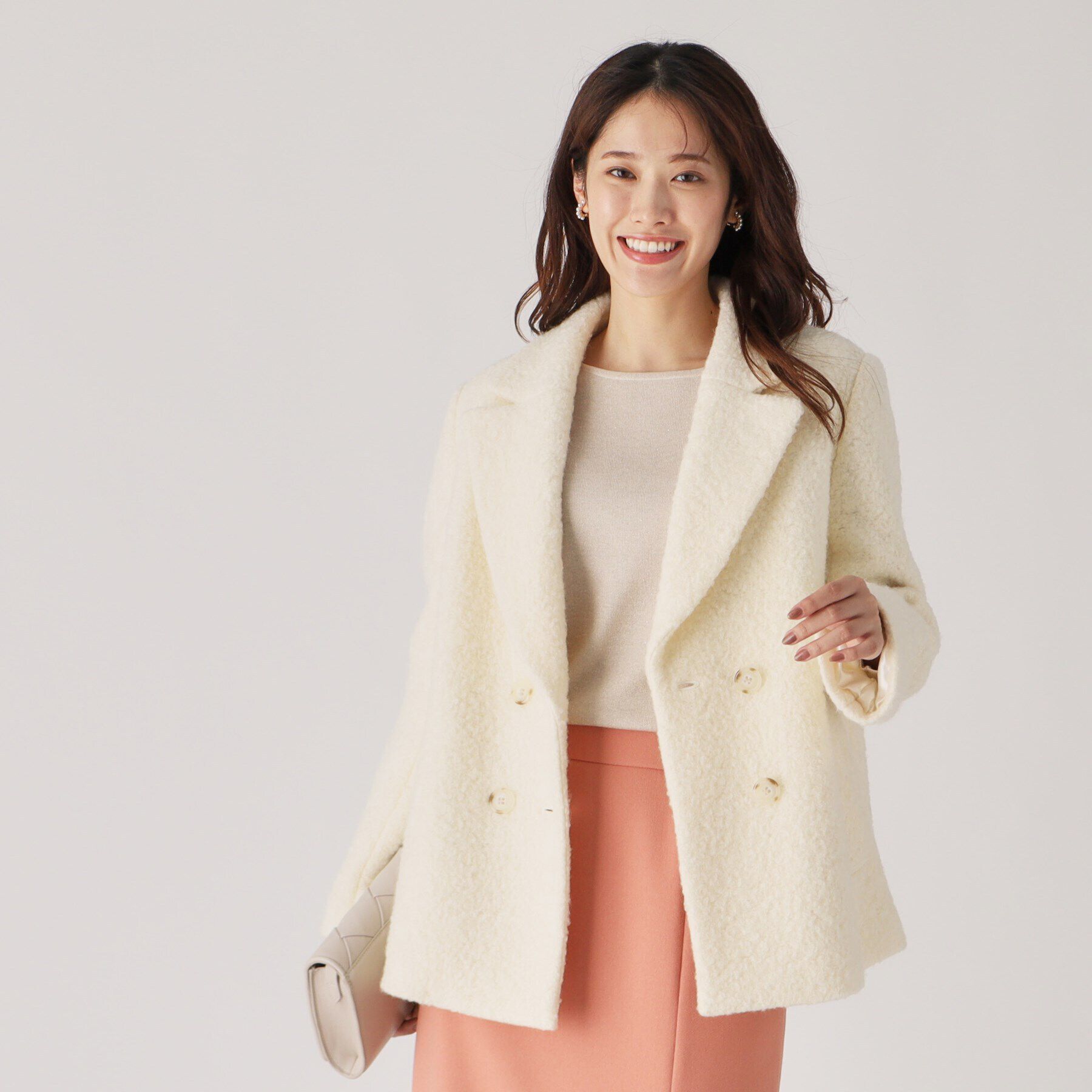 COUP DE CHANCE「【日本製】ループ状の素材でトレンド感を！ミドル丈コート」|テーラードジャケット|