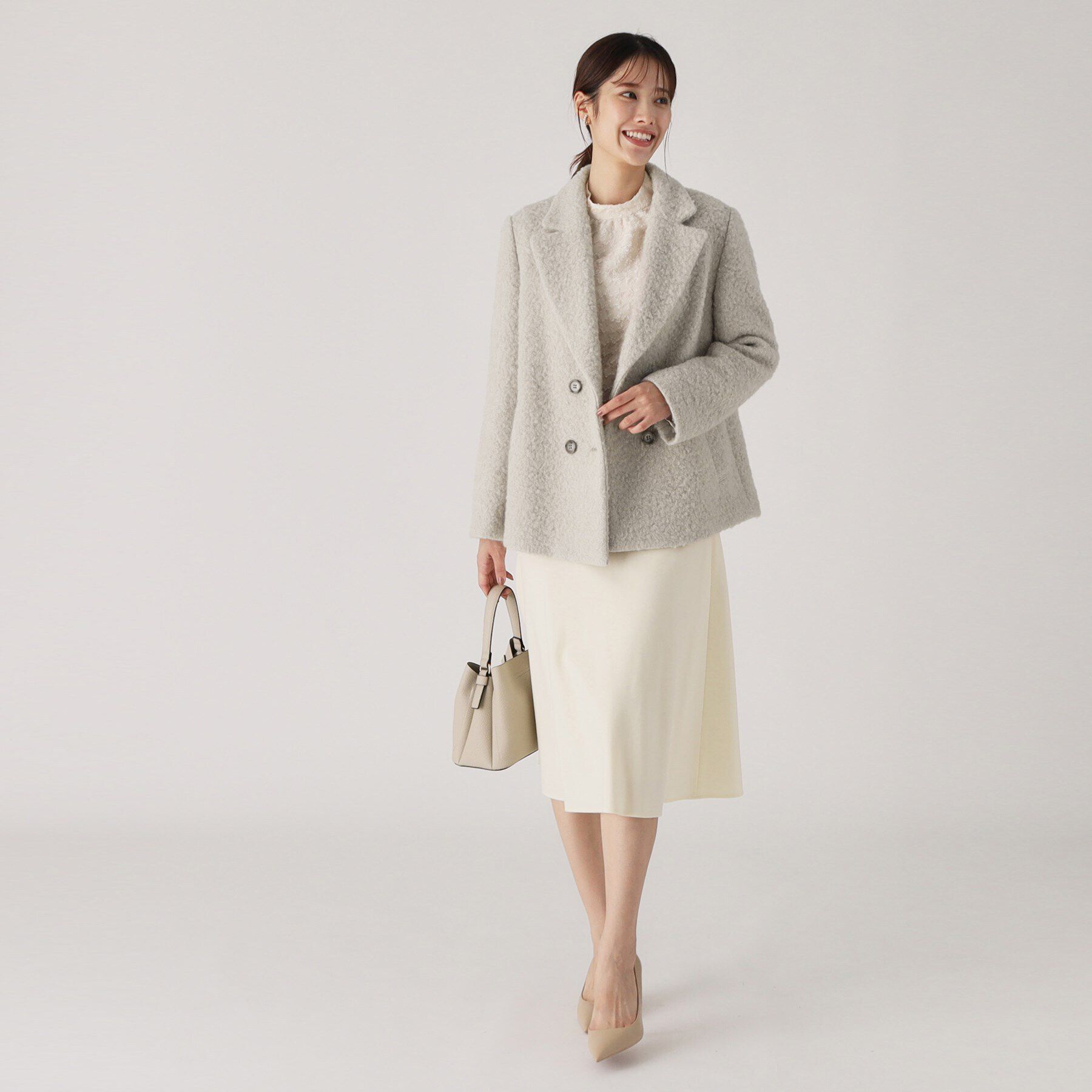 COUP DE CHANCE「【日本製】ループ状の素材でトレンド感を！ミドル丈コート」|テーラードジャケット|