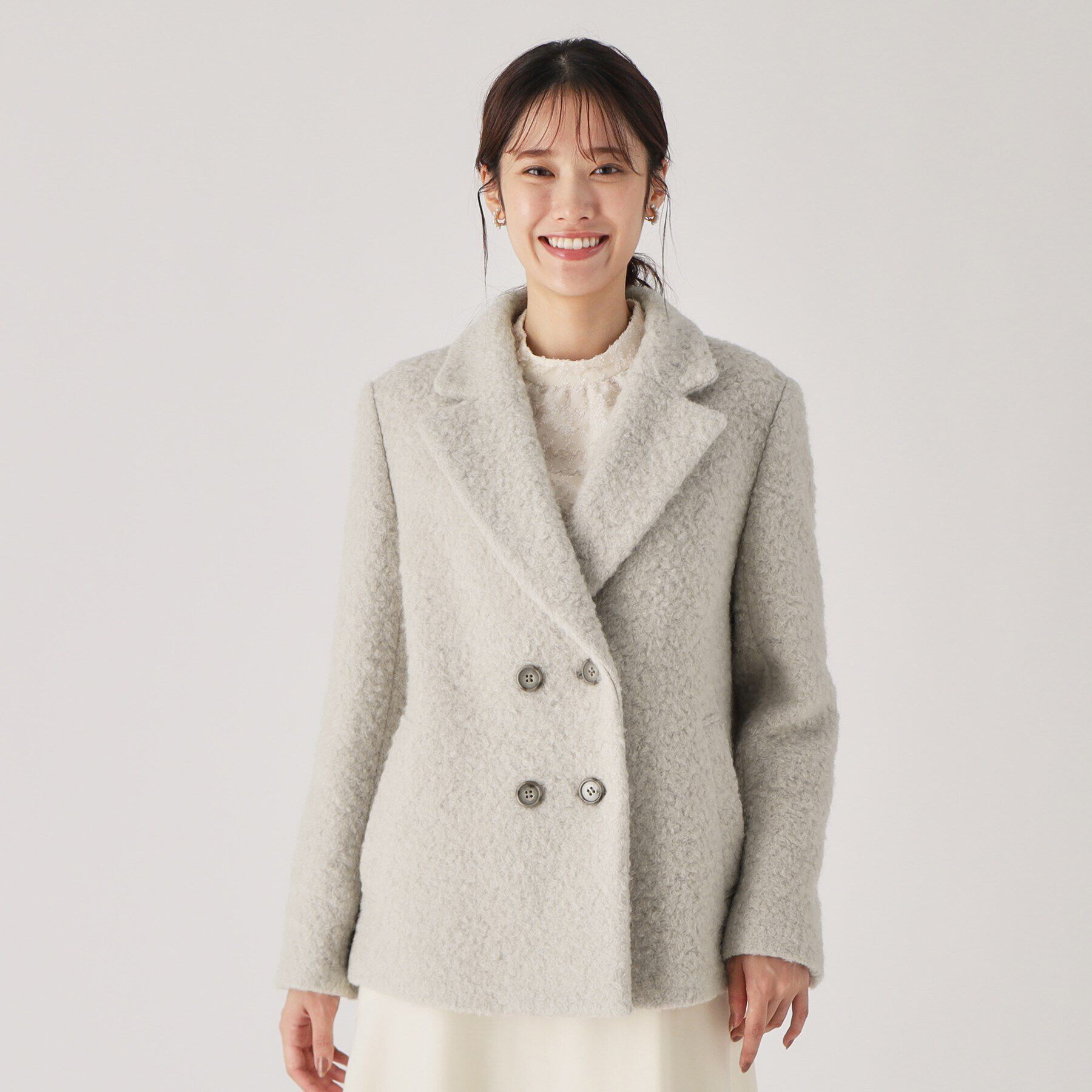 COUP DE CHANCE「【日本製】ループ状の素材でトレンド感を！ミドル丈コート」|テーラードジャケット|