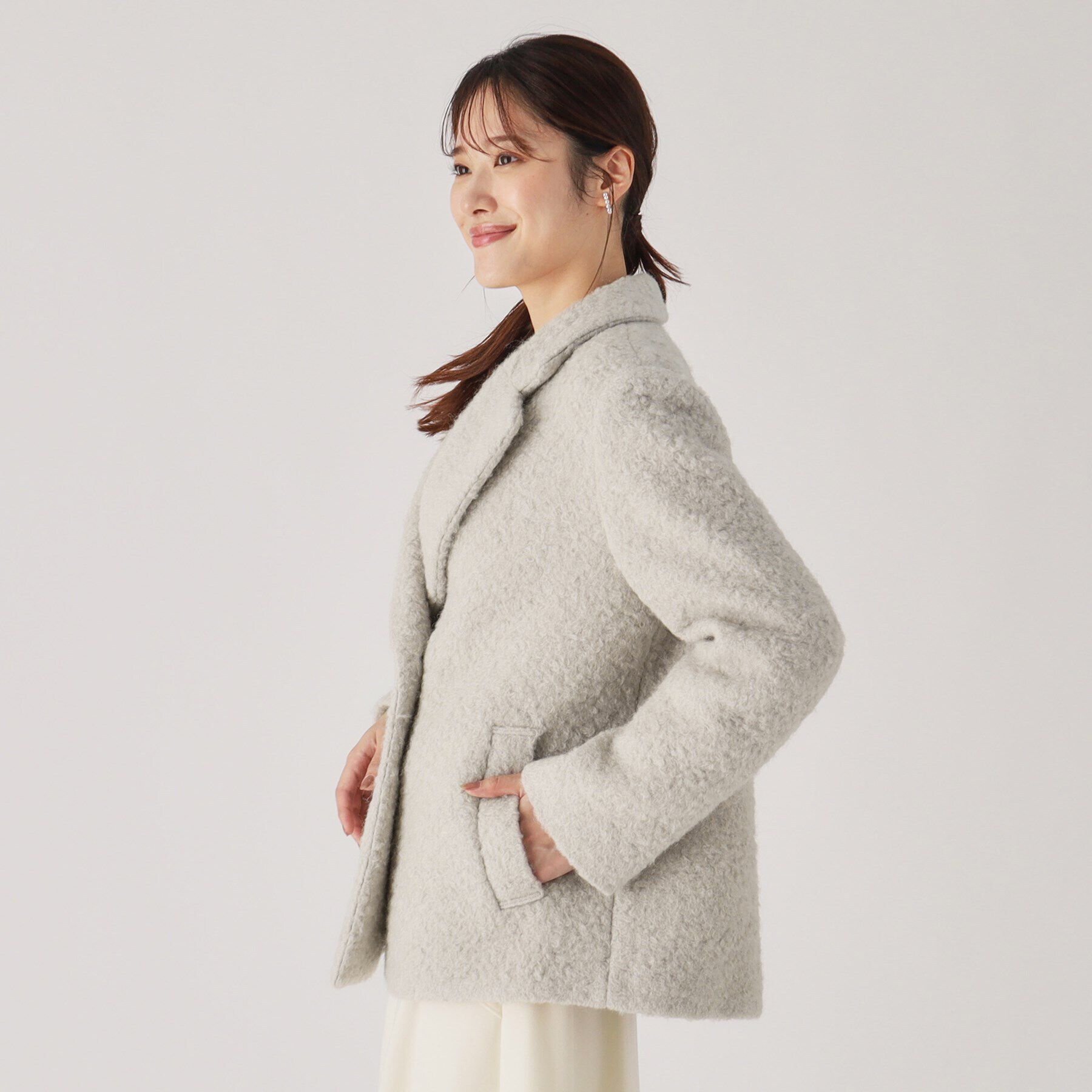 COUP DE CHANCE「【日本製】ループ状の素材でトレンド感を！ミドル丈コート」|テーラードジャケット|