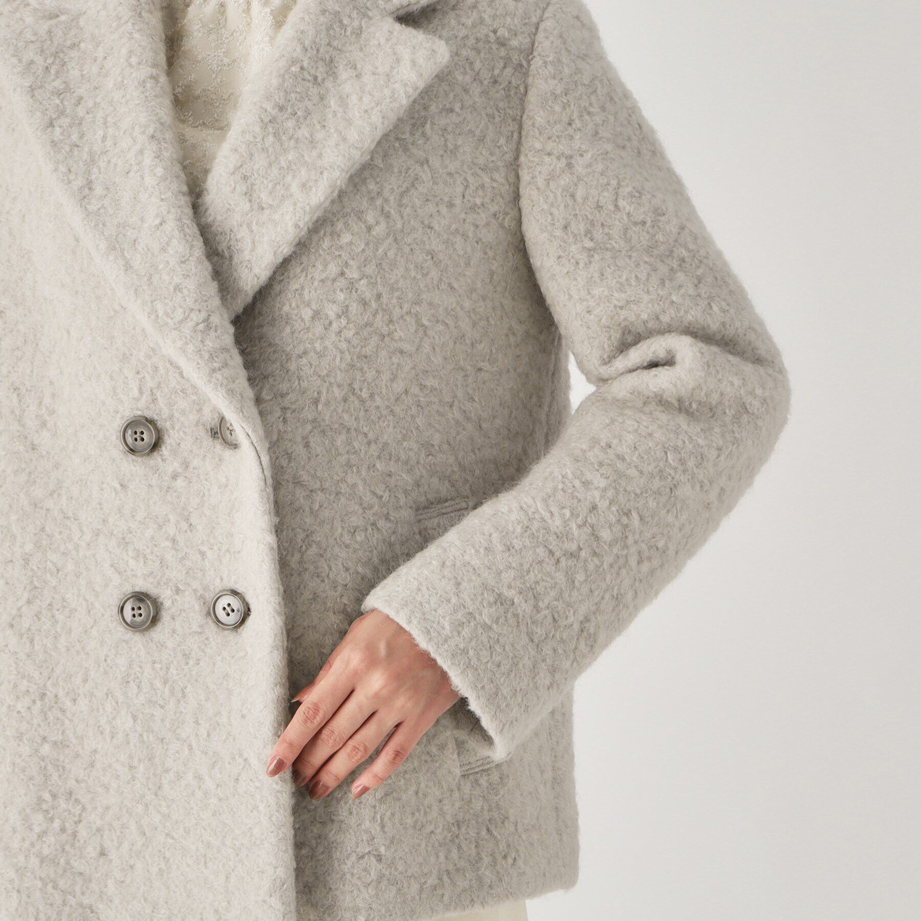 COUP DE CHANCE「【日本製】ループ状の素材でトレンド感を！ミドル丈コート」|テーラードジャケット|