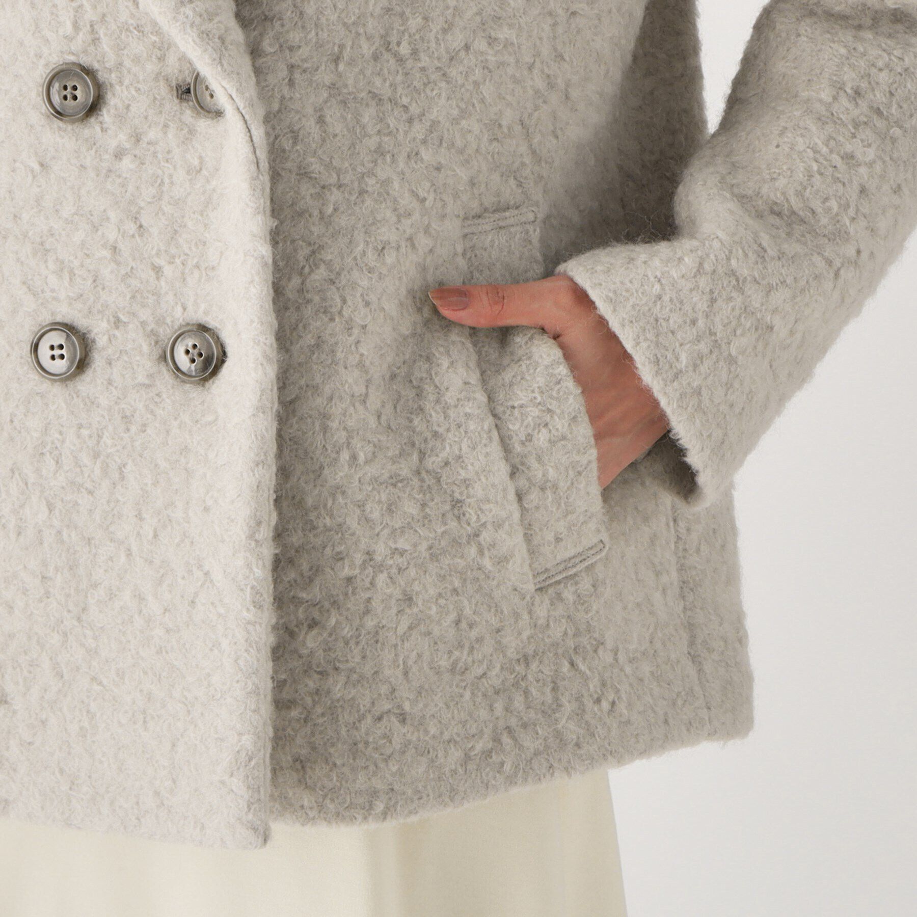 COUP DE CHANCE「【日本製】ループ状の素材でトレンド感を！ミドル丈コート」|テーラードジャケット|