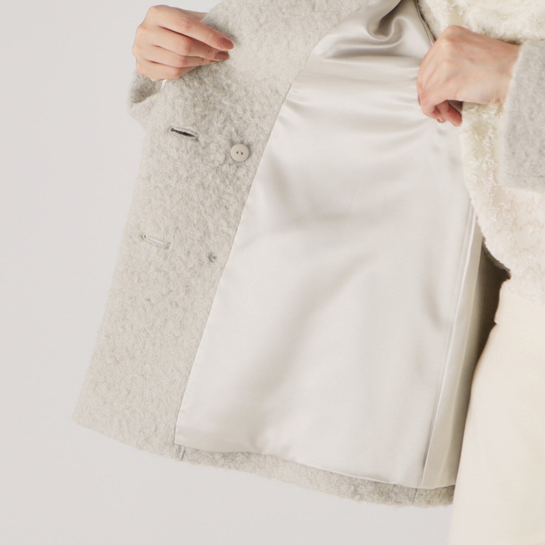 COUP DE CHANCE「【日本製】ループ状の素材でトレンド感を！ミドル丈コート」|テーラードジャケット|