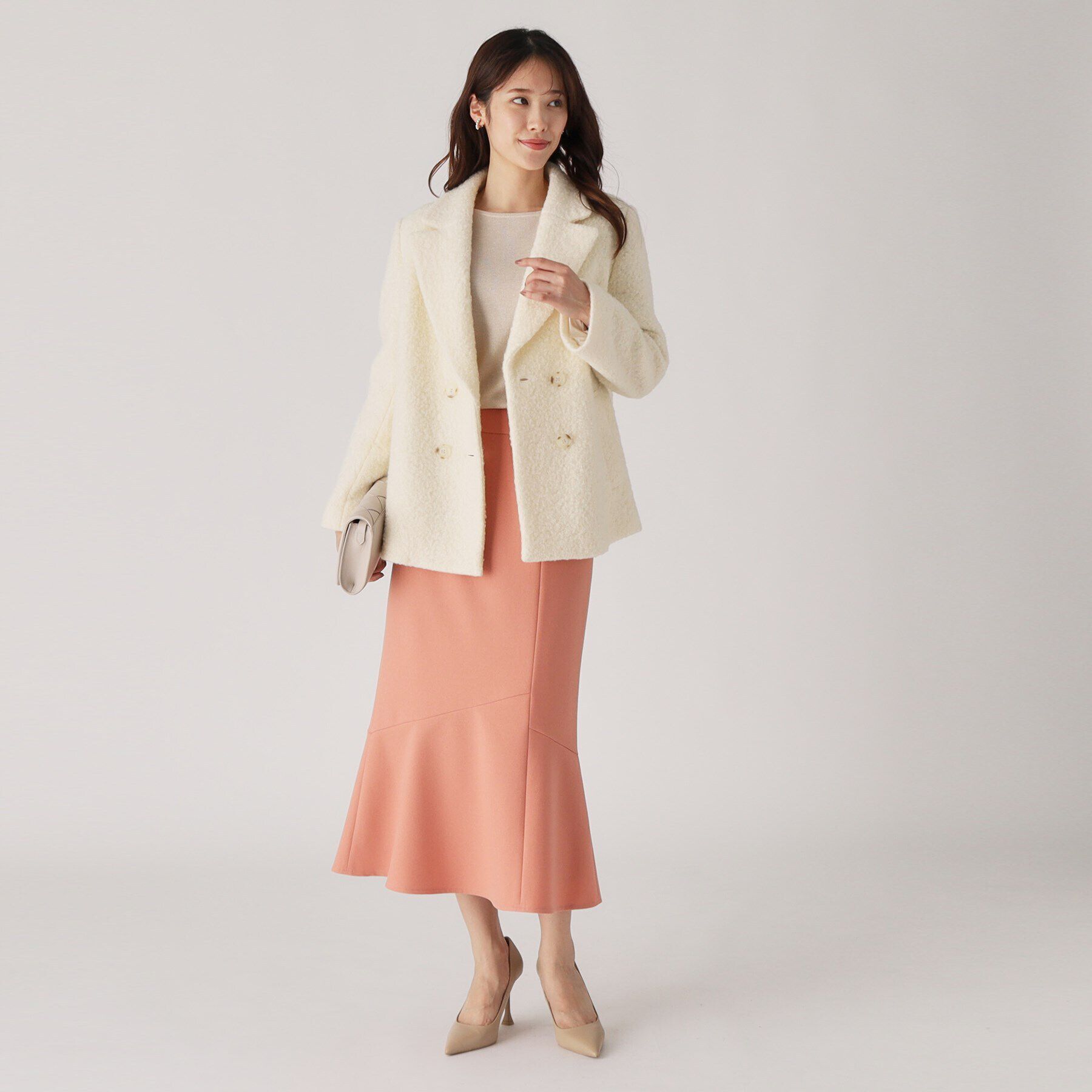 COUP DE CHANCE「【日本製】ループ状の素材でトレンド感を！ミドル丈コート」|テーラードジャケット|