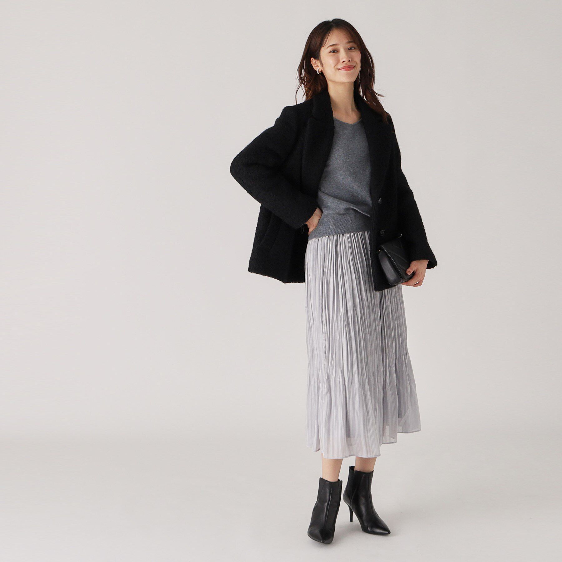 COUP DE CHANCE「【日本製】ループ状の素材でトレンド感を！ミドル丈コート」|テーラードジャケット|