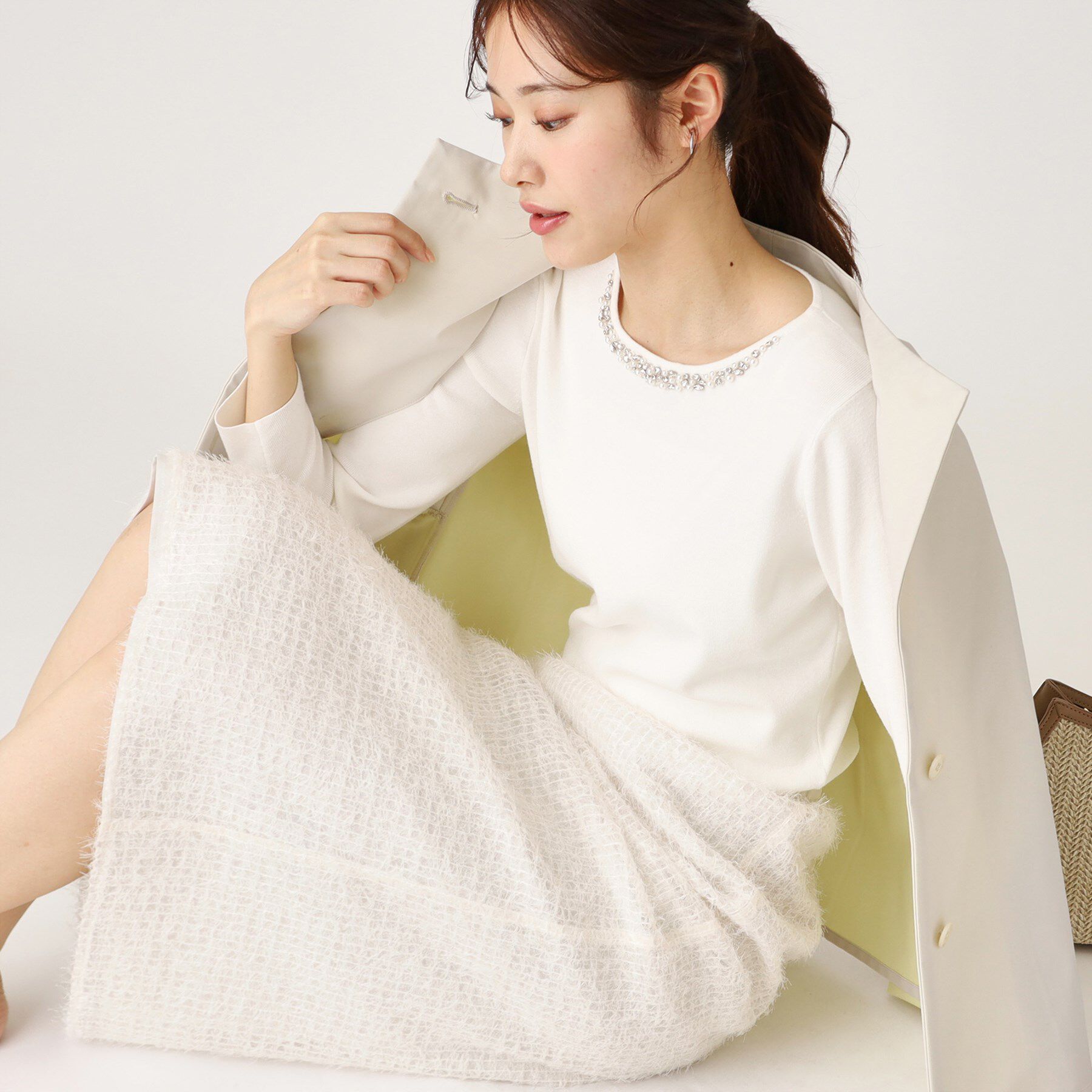 COUP DE CHANCE「【洗える／日本製】フェザースカート」|スカート|ホワイト(001)