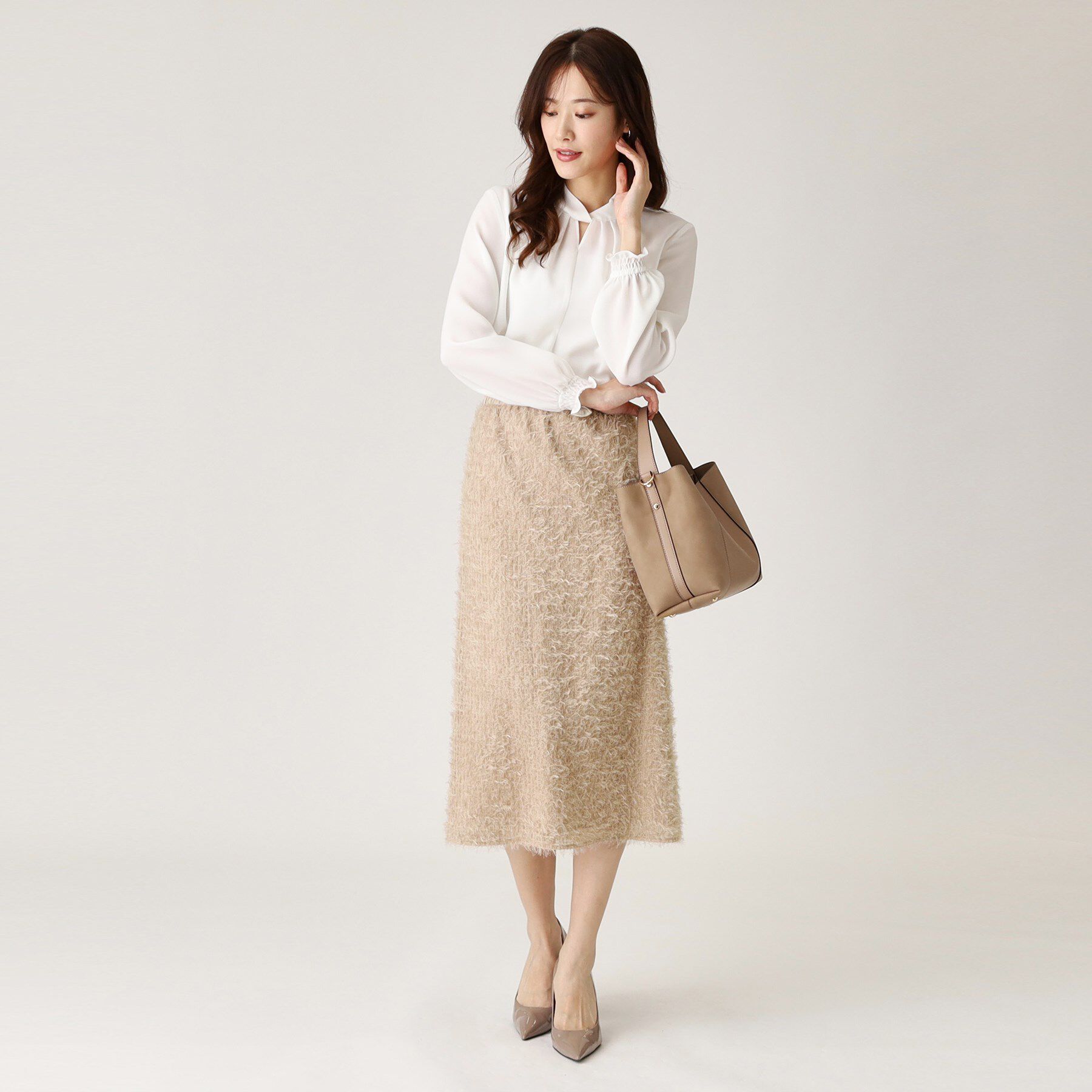 COUP DE CHANCE「【洗える／日本製】フェザースカート」|スカート|グレージュ(050)