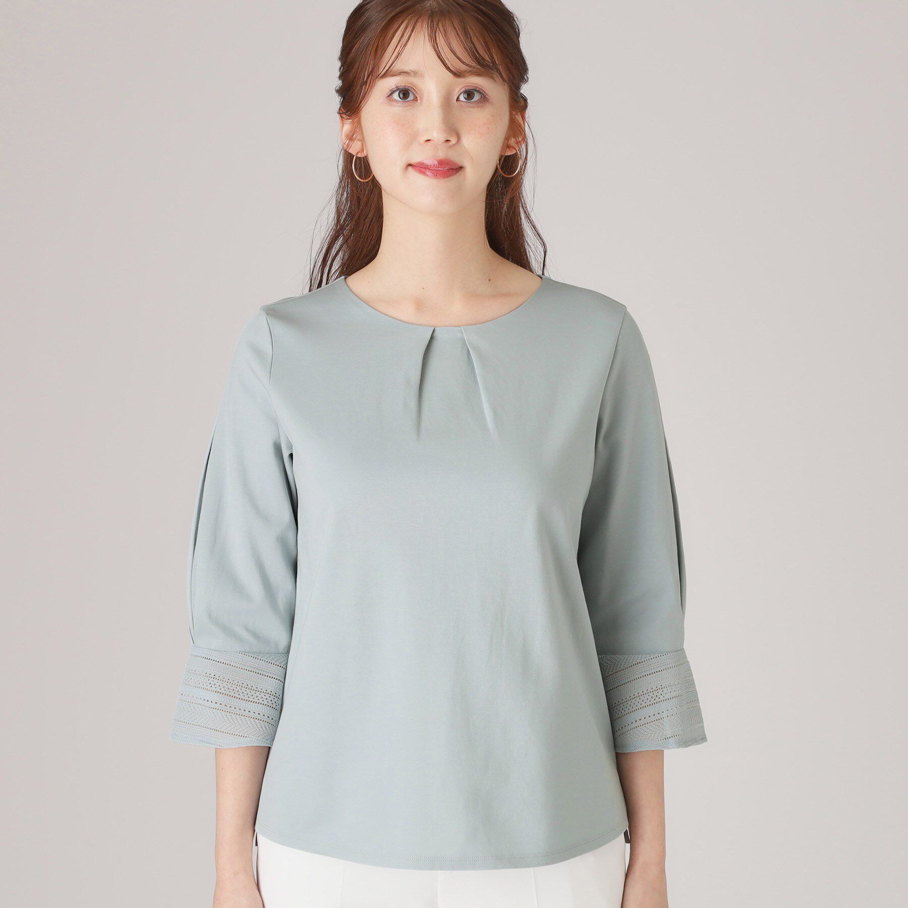 COUP DE CHANCE「【洗える／日本製／きれいめジャージ素材】レース使いプルオーバー」|シャツ・ブラウス|