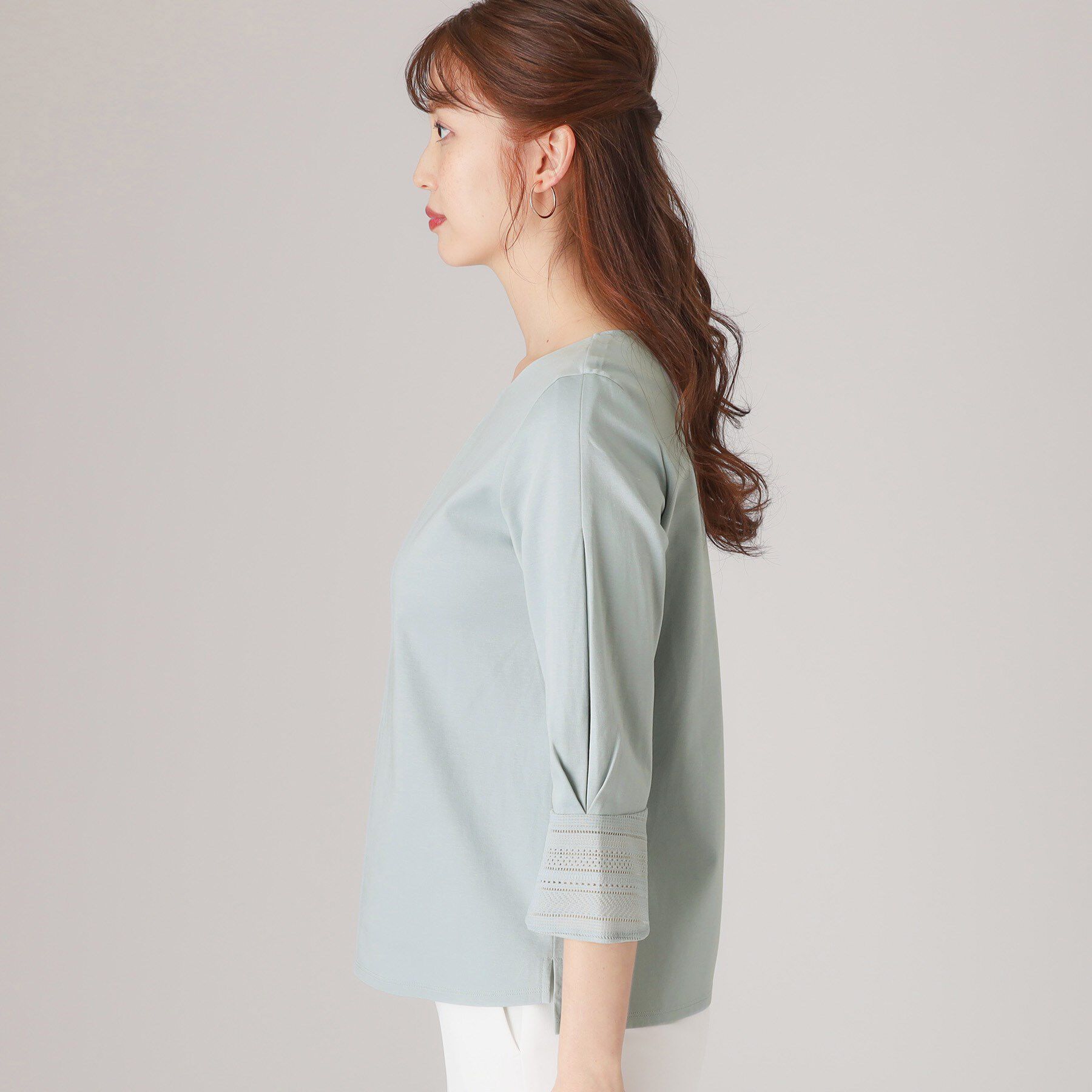 COUP DE CHANCE「【洗える／日本製／きれいめジャージ素材】レース使いプルオーバー」|シャツ・ブラウス|