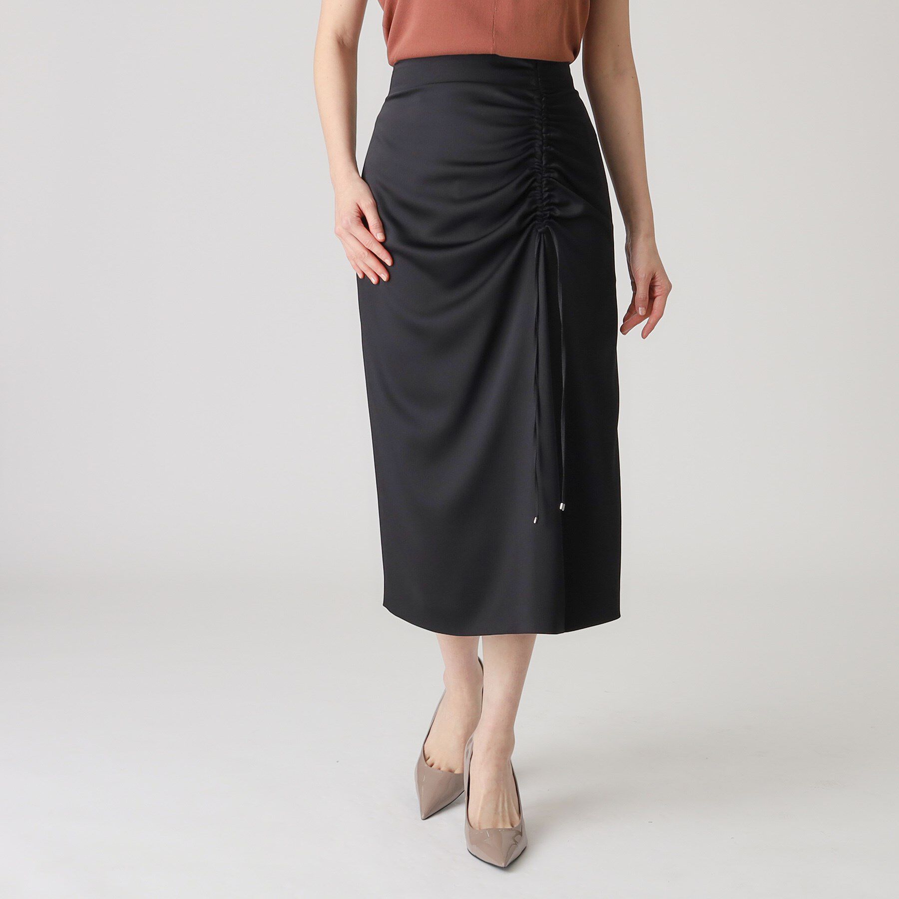 COUP DE CHANCE「【洗える／日本製】ドロストデザイン ナロータイトスカート」|スカート|ブラック(019)