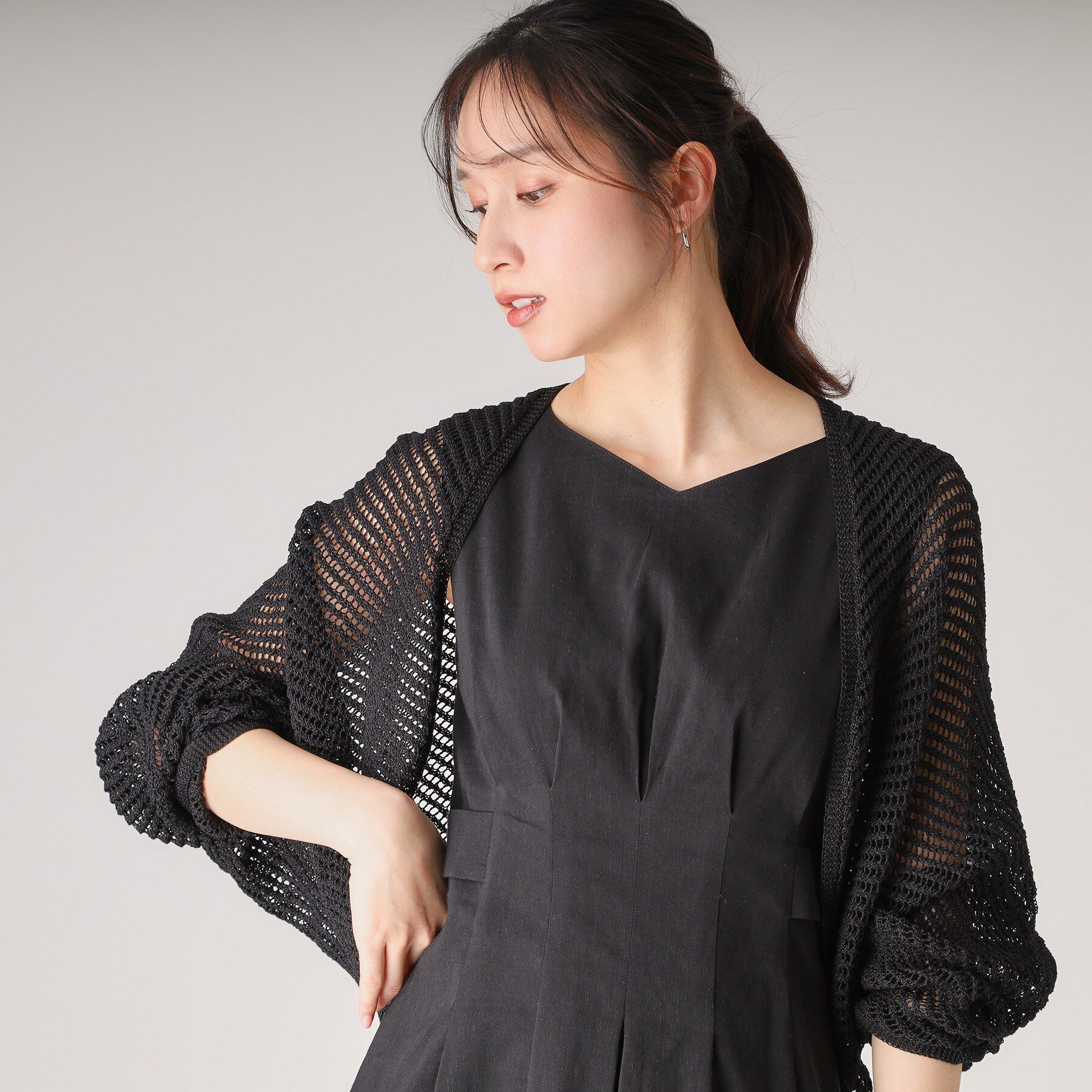 COUP DE CHANCE「【洗える／日本製】和紙混ショート丈ニットボレロ」|カーディガン|