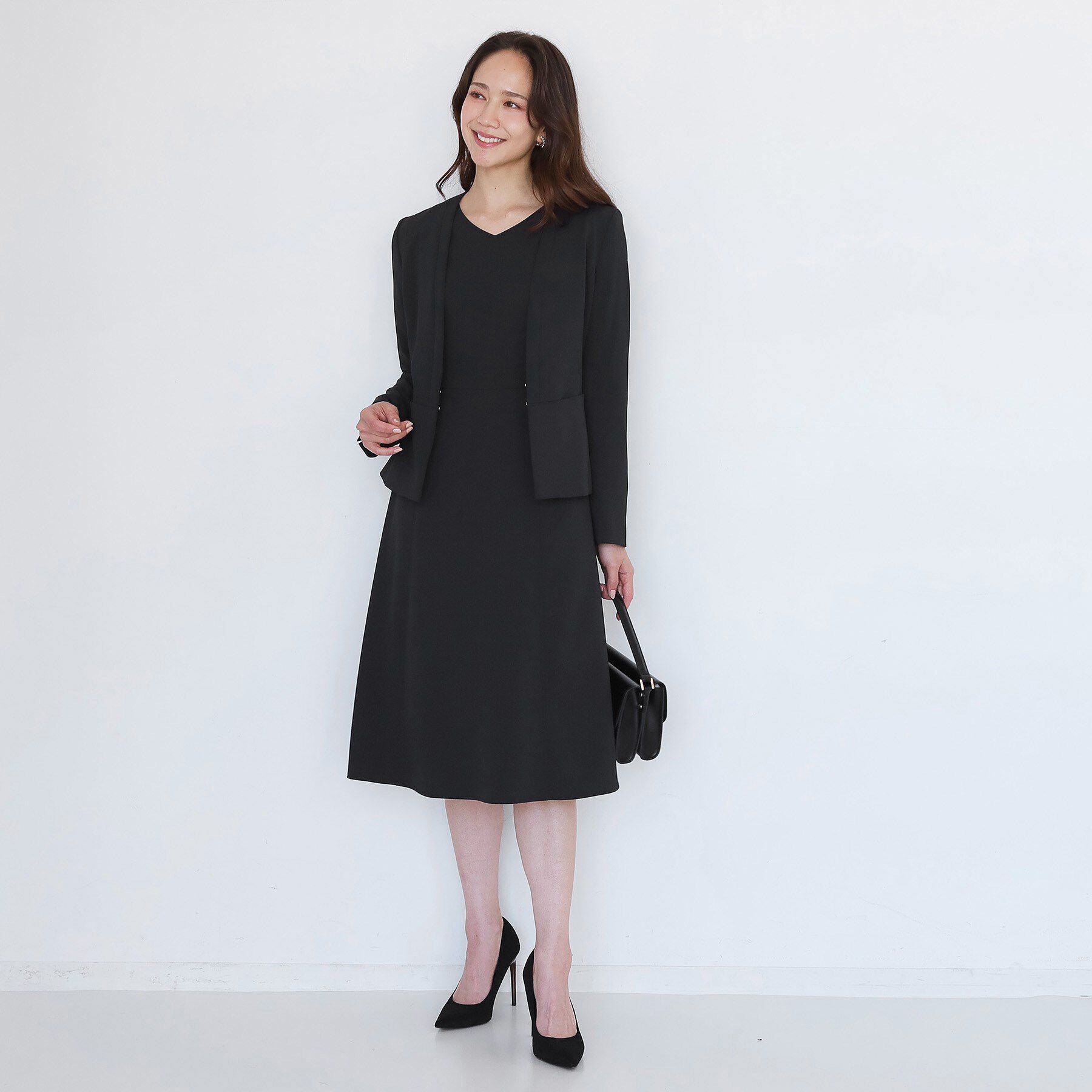 COUP DE CHANCE「【手洗い可／日本製／伸縮性／セットアップ可】共地ベルト付フレアーワンピース」|ワンピース|