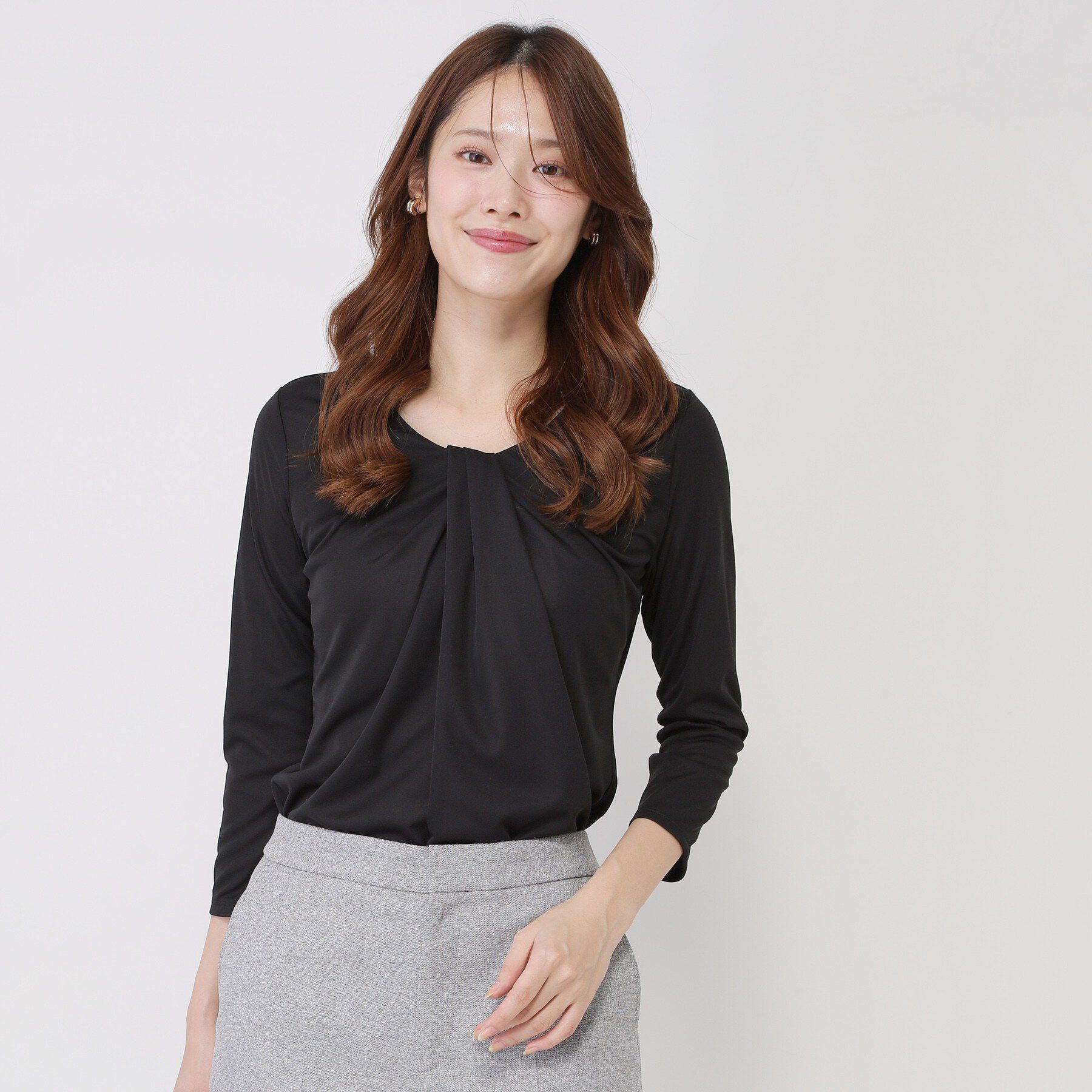 COUP DE CHANCE「【手洗い可／日本製／7分袖／ジャケットイン】しなやかな落ち感のカットソー」|Tシャツ・カットソー|