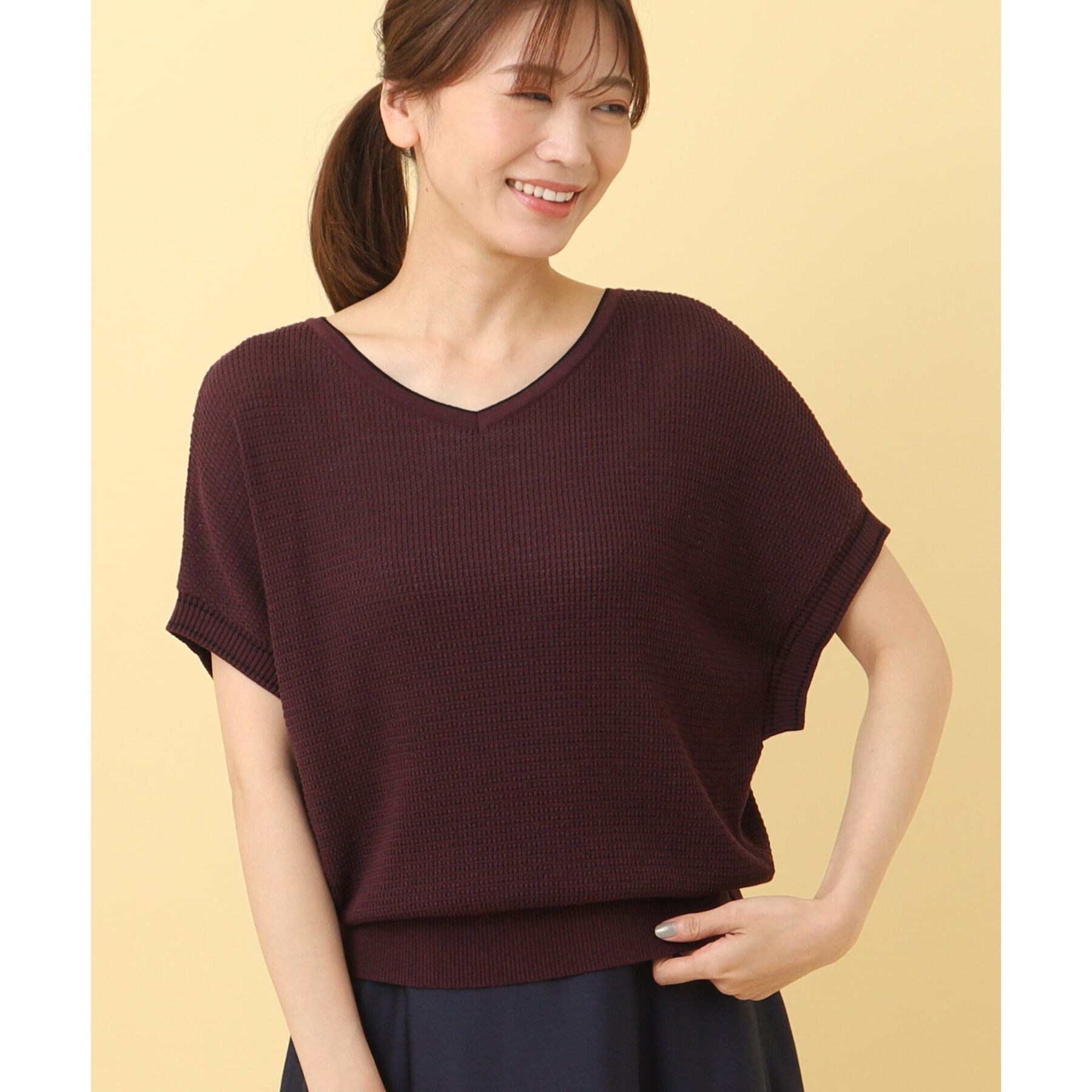 Reflect「【WEB限定カラーあり／洗える】ラメプルオーバーニット」|ニット・セーター|ボルドー(564)