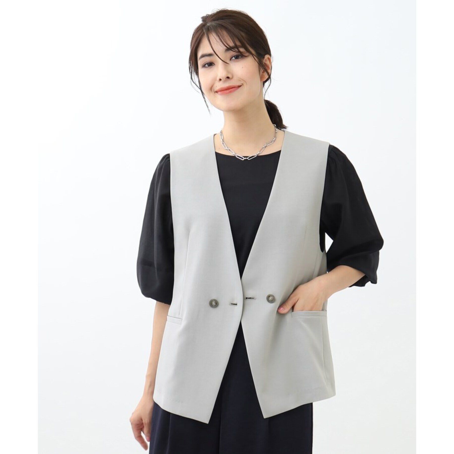 Reflect「【SALE／手洗い可】ドライタッチジレ」|ベスト・ジレ|ライトグレー(011