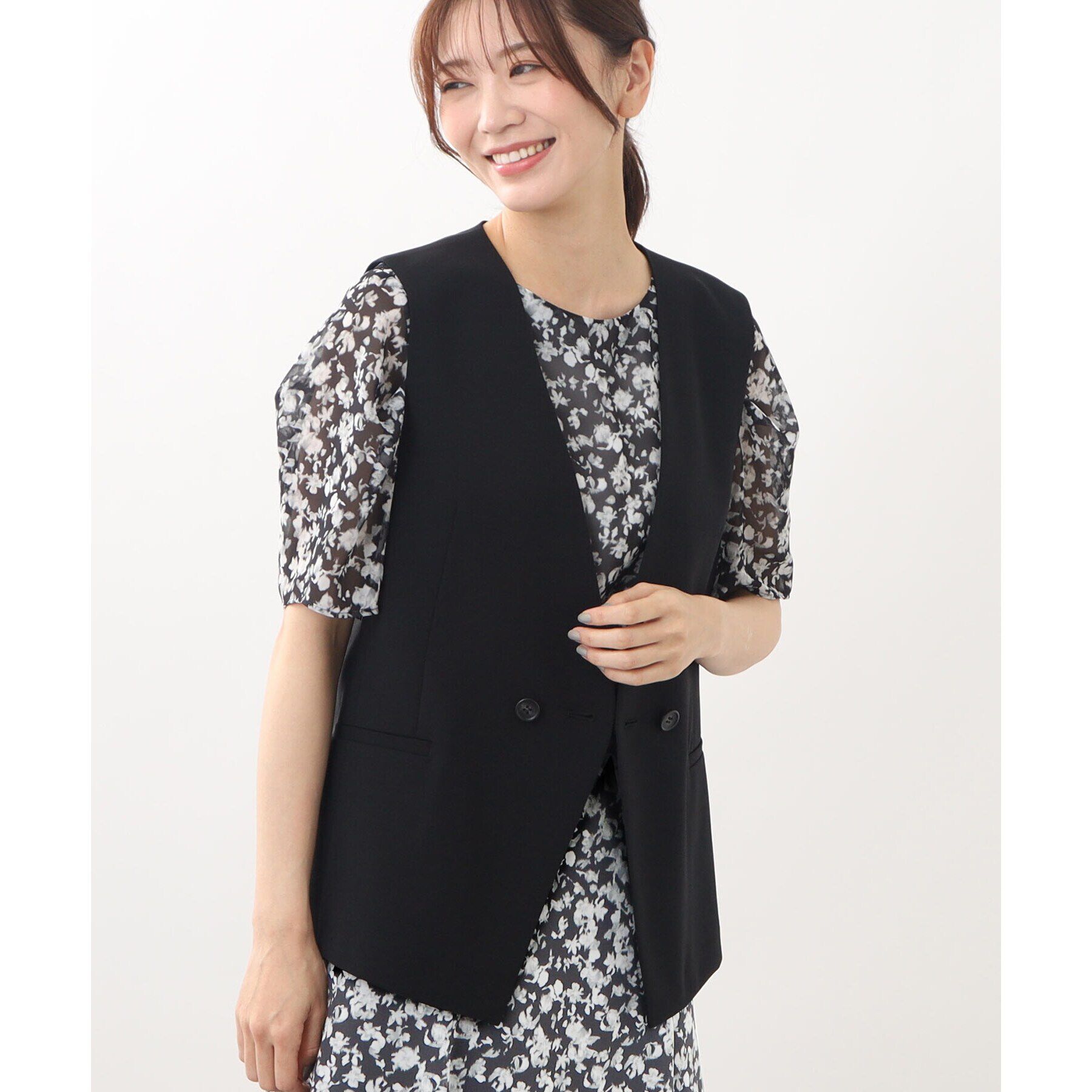 Reflect「【SALE／手洗い可】ドライタッチジレ」|ベスト・ジレ|ブラック(019)