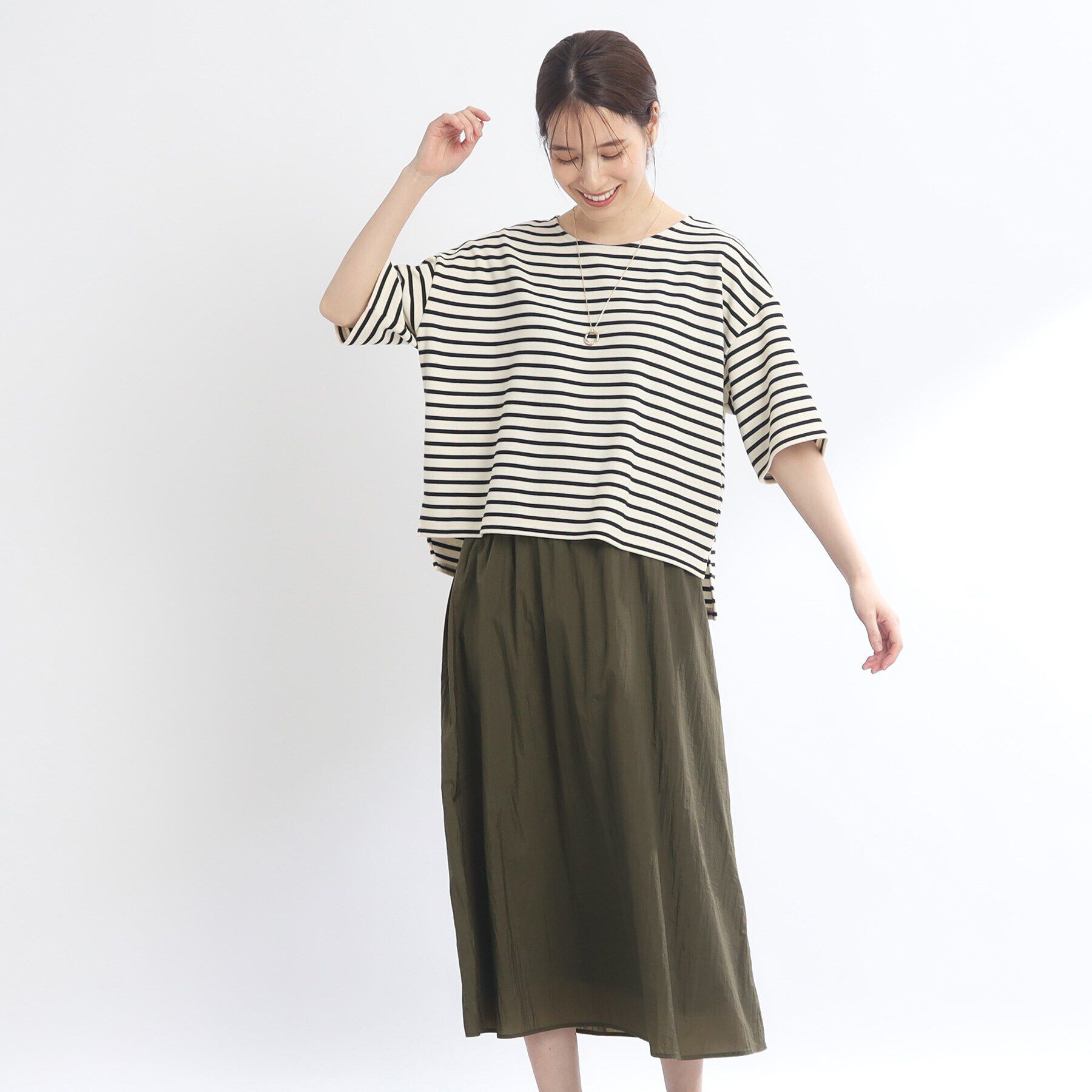 Reflect「【E‐QUALITY／手洗い可／セットアイテム】ボーダープルオーバー＋タンクトップワンピース」|ワンピース|