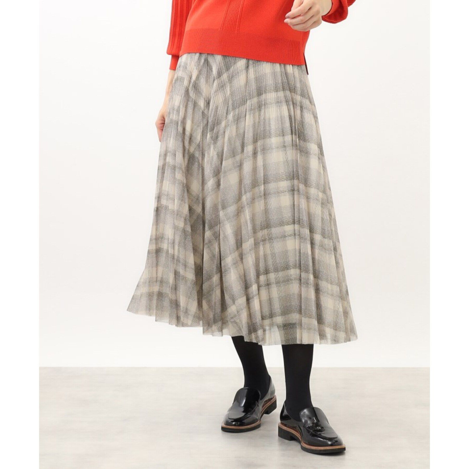 Reflect「エアリーチュール&times;チェックプリーツスカート」|スカート|グレージュ(150)