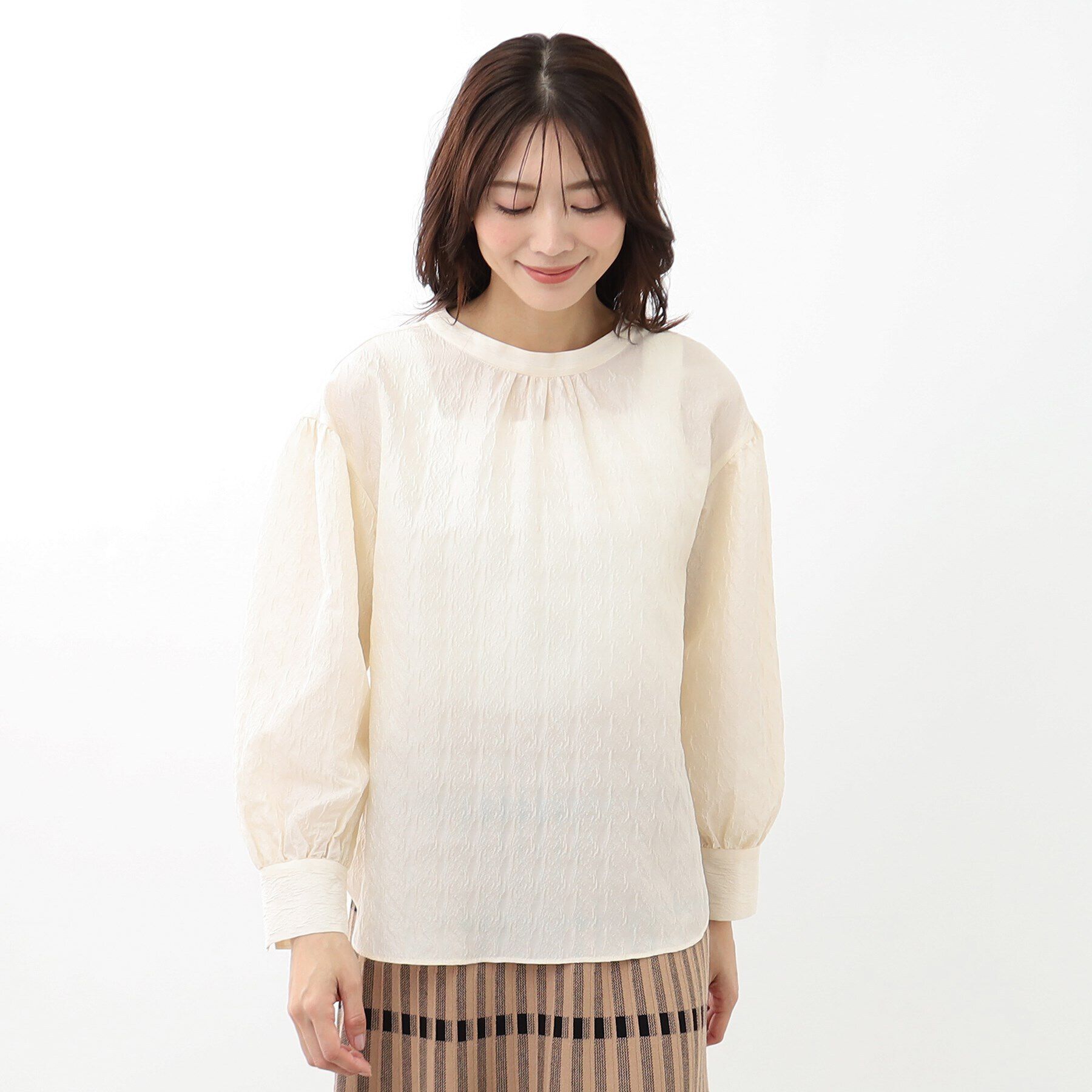 Reflect「【手洗い可】シャイニージャカードブラウス」|シャツ・ブラウス|