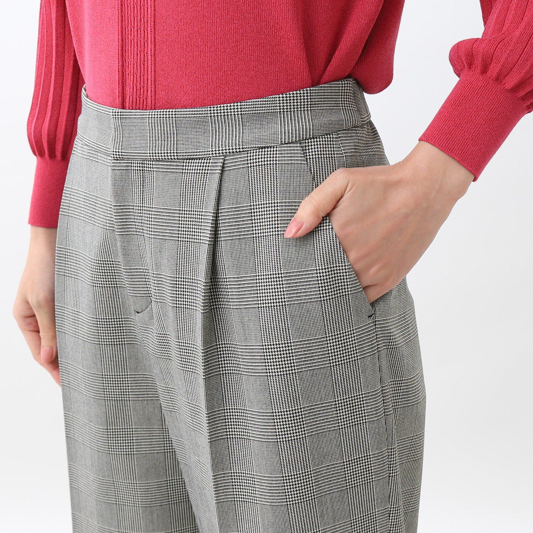 Reflect「【手洗い可】グレンチェック柄ワイドパンツ」|その他|