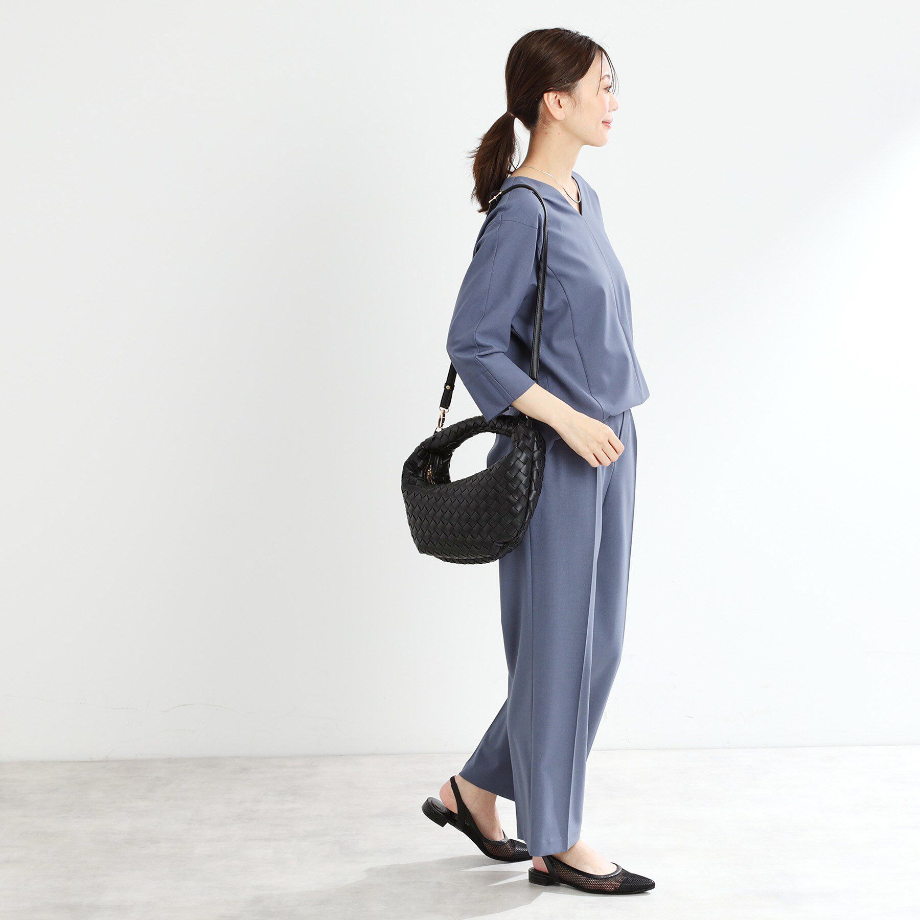 Reflect「【ショルダー付き／長財布も入る！】レザー調メッシュバッグ」|ハンドバッグ|