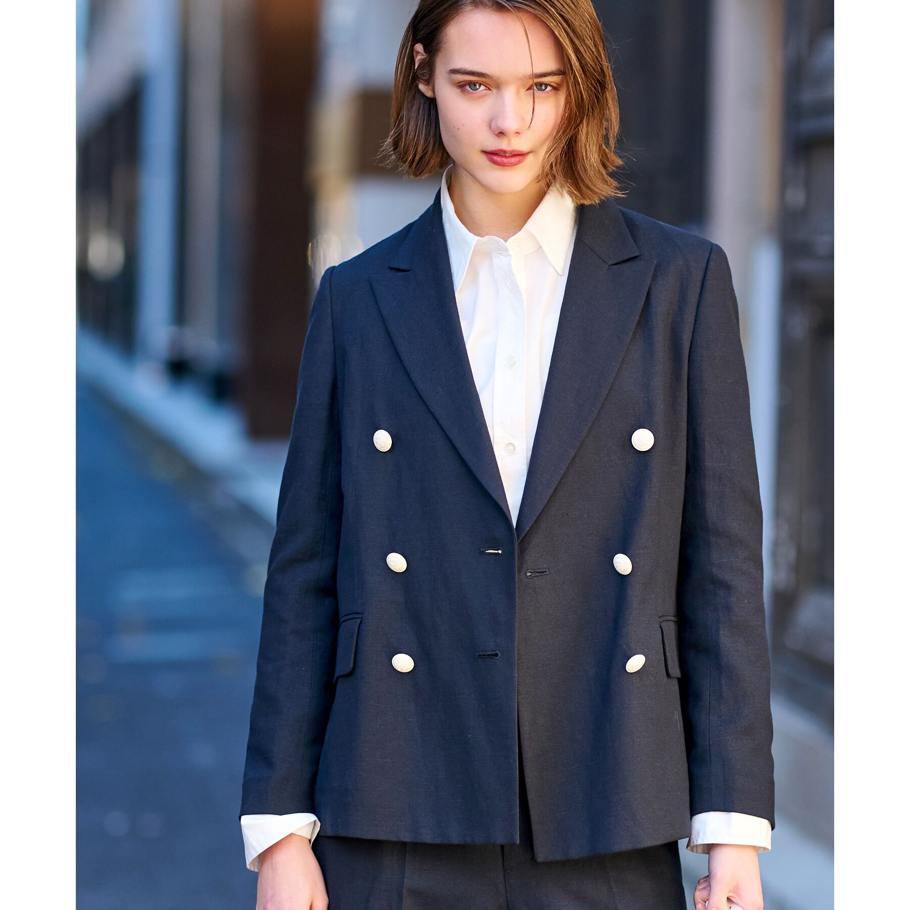 DRESSTERIOR「【セットアップ】リネン混ダブルブレストジャケット」|テーラードジャケット|