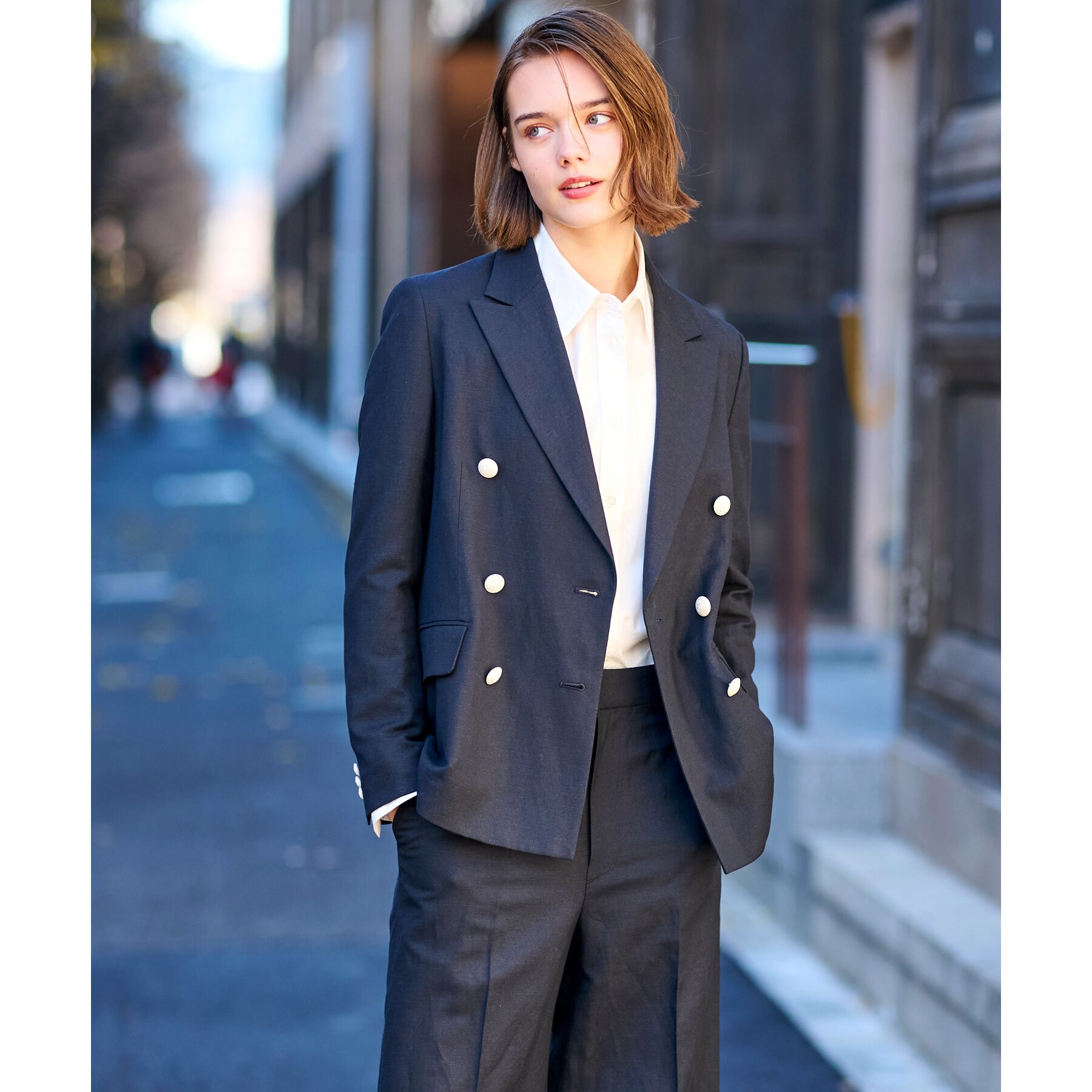 DRESSTERIOR「【セットアップ】リネン混ダブルブレストジャケット」|テーラードジャケット|