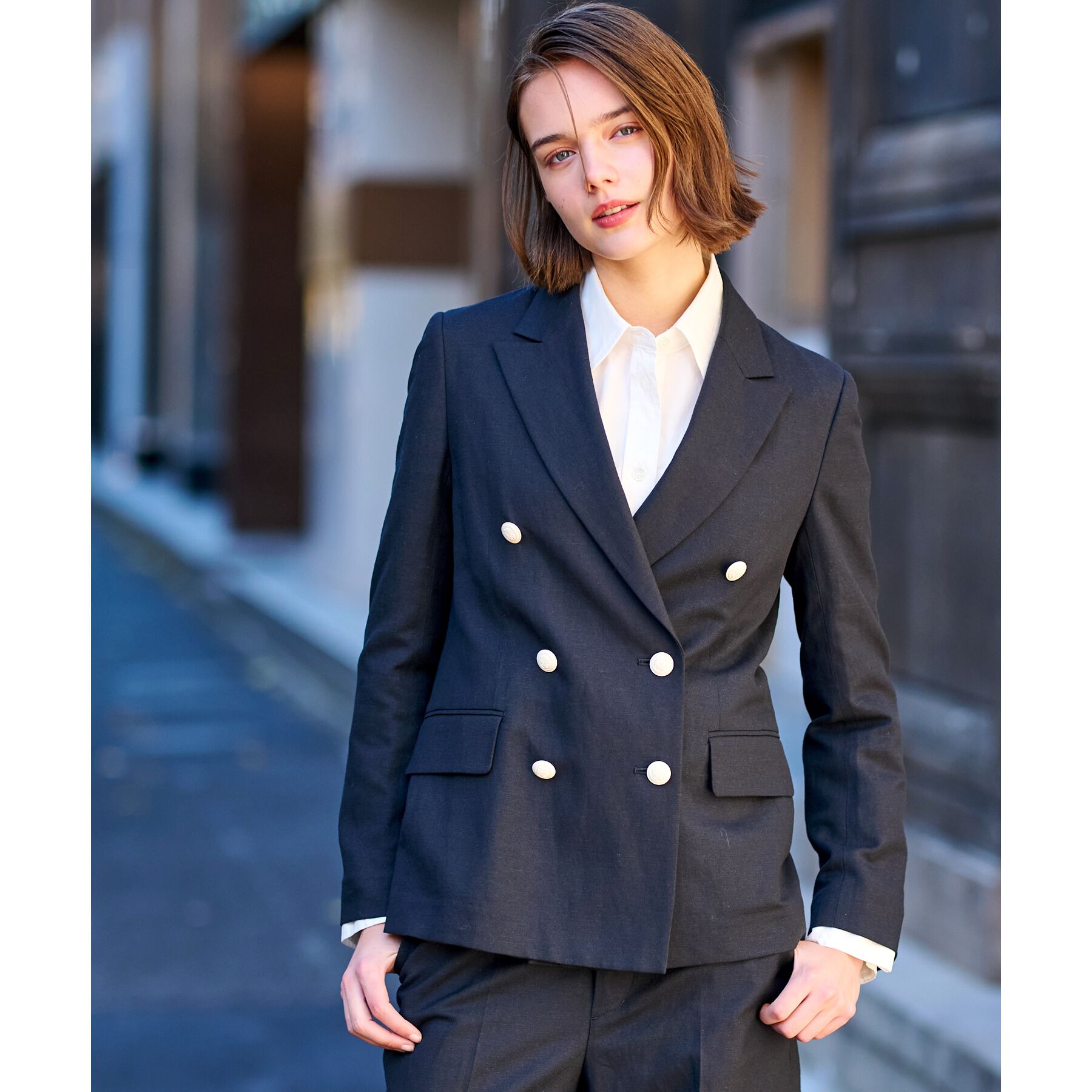 DRESSTERIOR「【セットアップ】リネン混ダブルブレストジャケット」|テーラードジャケット|