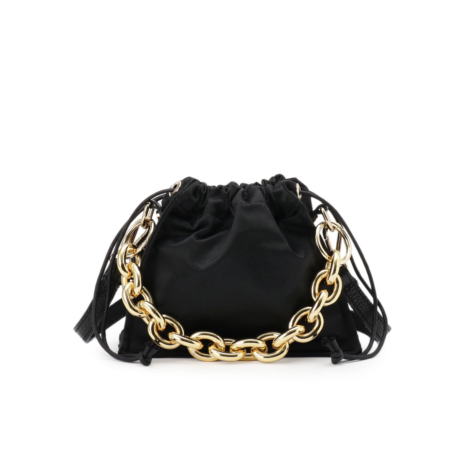 DRESSTERIOR「KASSIOPEA（カシオペア）チェーン付きサテンハンドバッグ」|ハンドバッグ|ブラック(019)