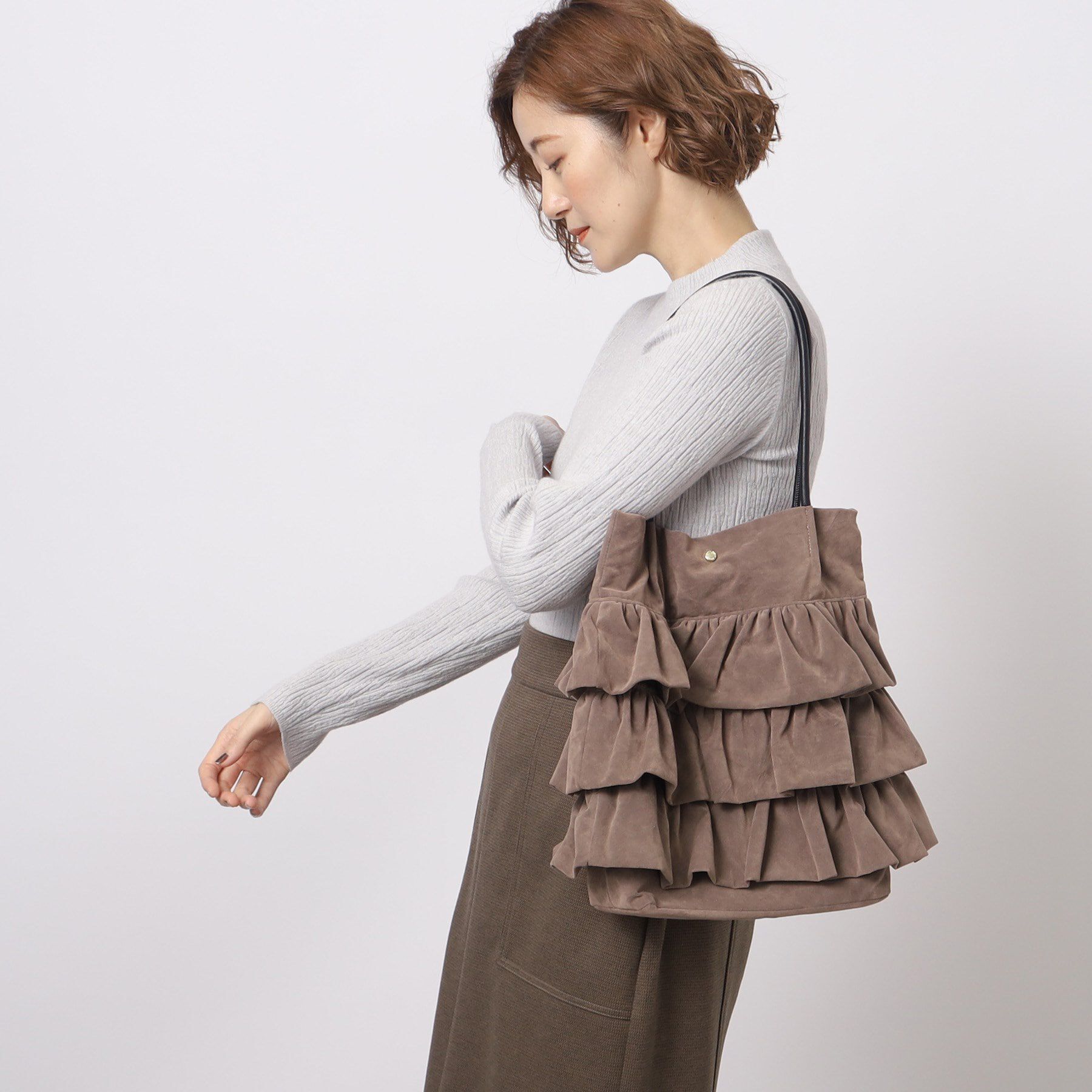 grove「【A4収納可】ティアードタックトート」|トートバッグ|