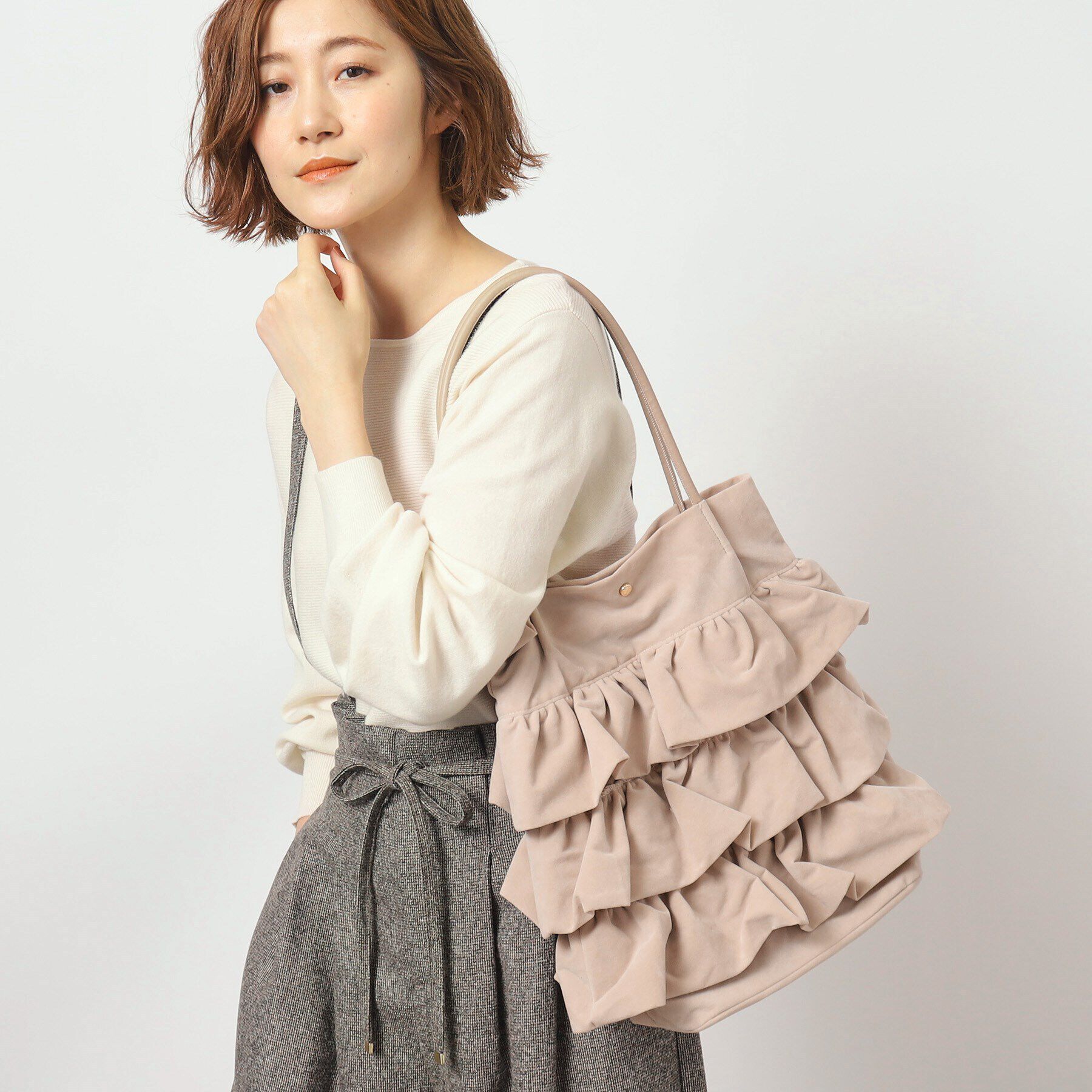 grove「【A4収納可】ティアードタックトート」|トートバッグ|