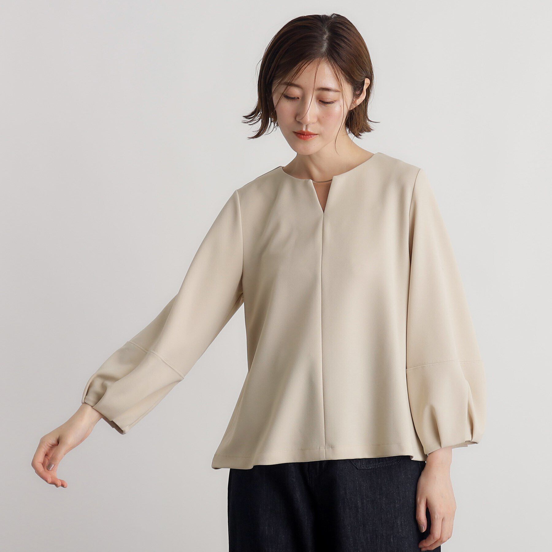 grove「カットツイルランタンスリーブプルオーバー」|Tシャツ・カットソー|