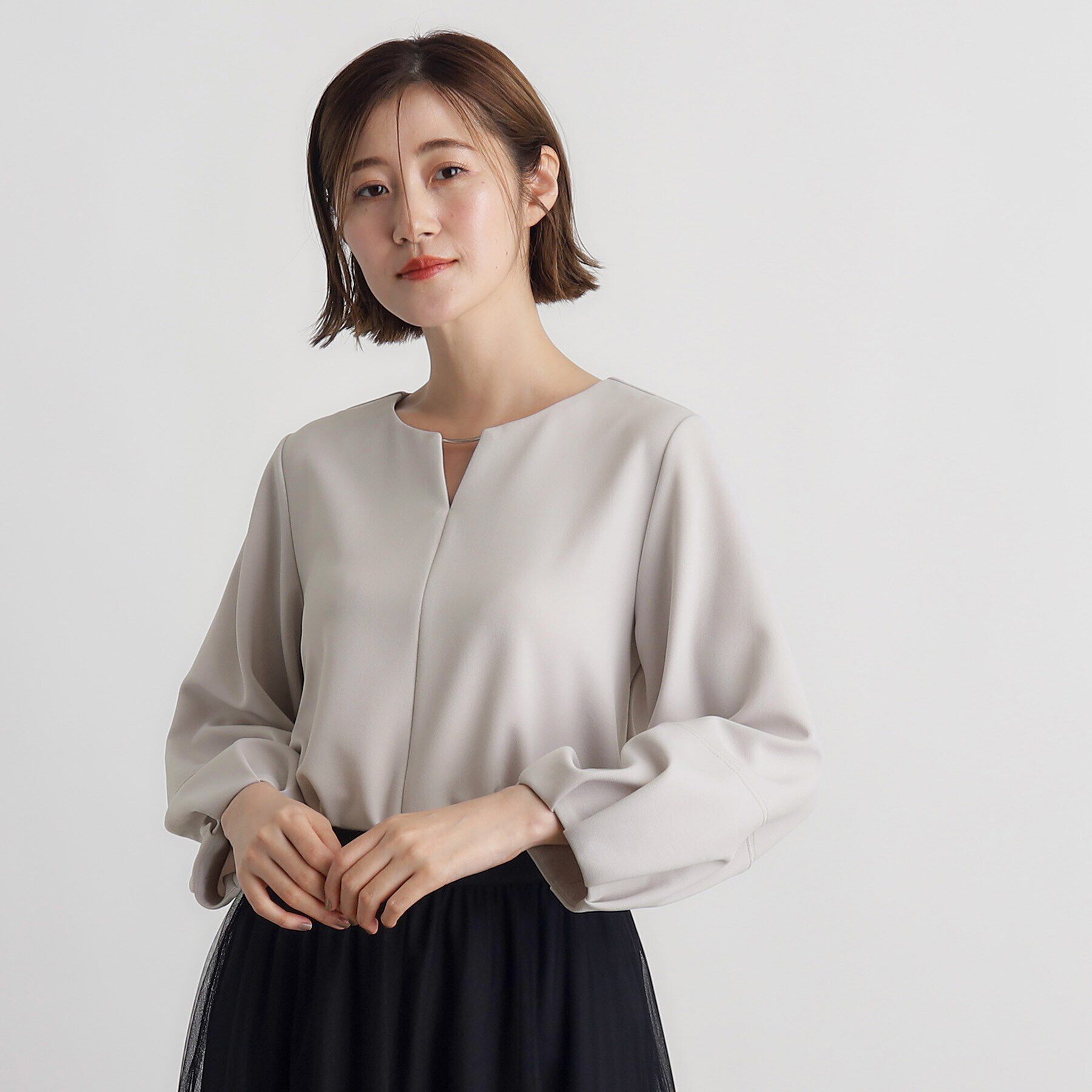 grove「カットツイルランタンスリーブプルオーバー」|Tシャツ・カットソー|